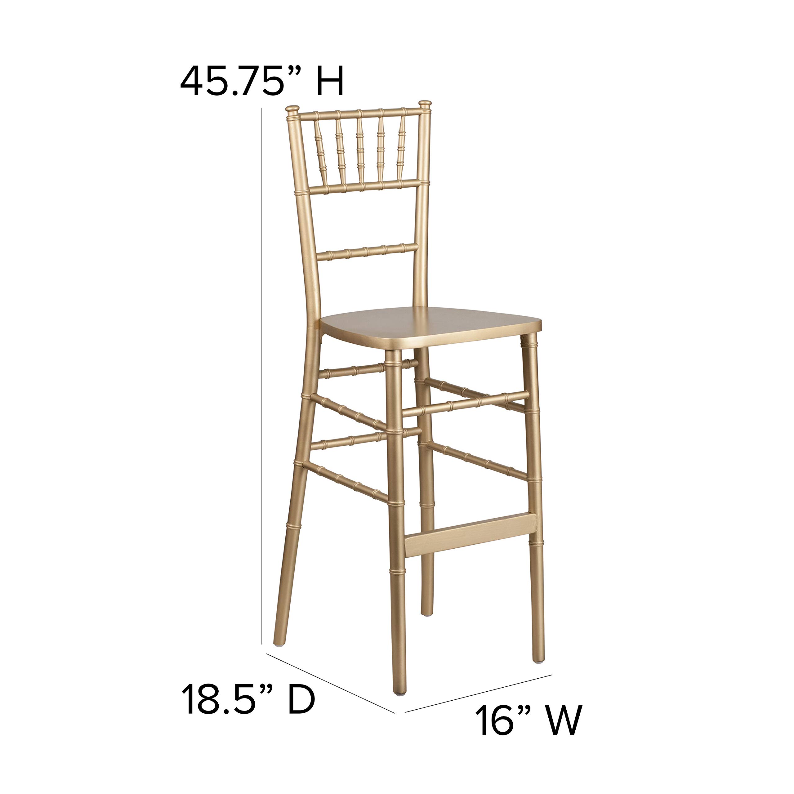 Premium Gold Wood Chiavari Bar Stool - Elegant Wedding, Party & Event Seating - Perfect for Banquets, Receptions & Home Decor