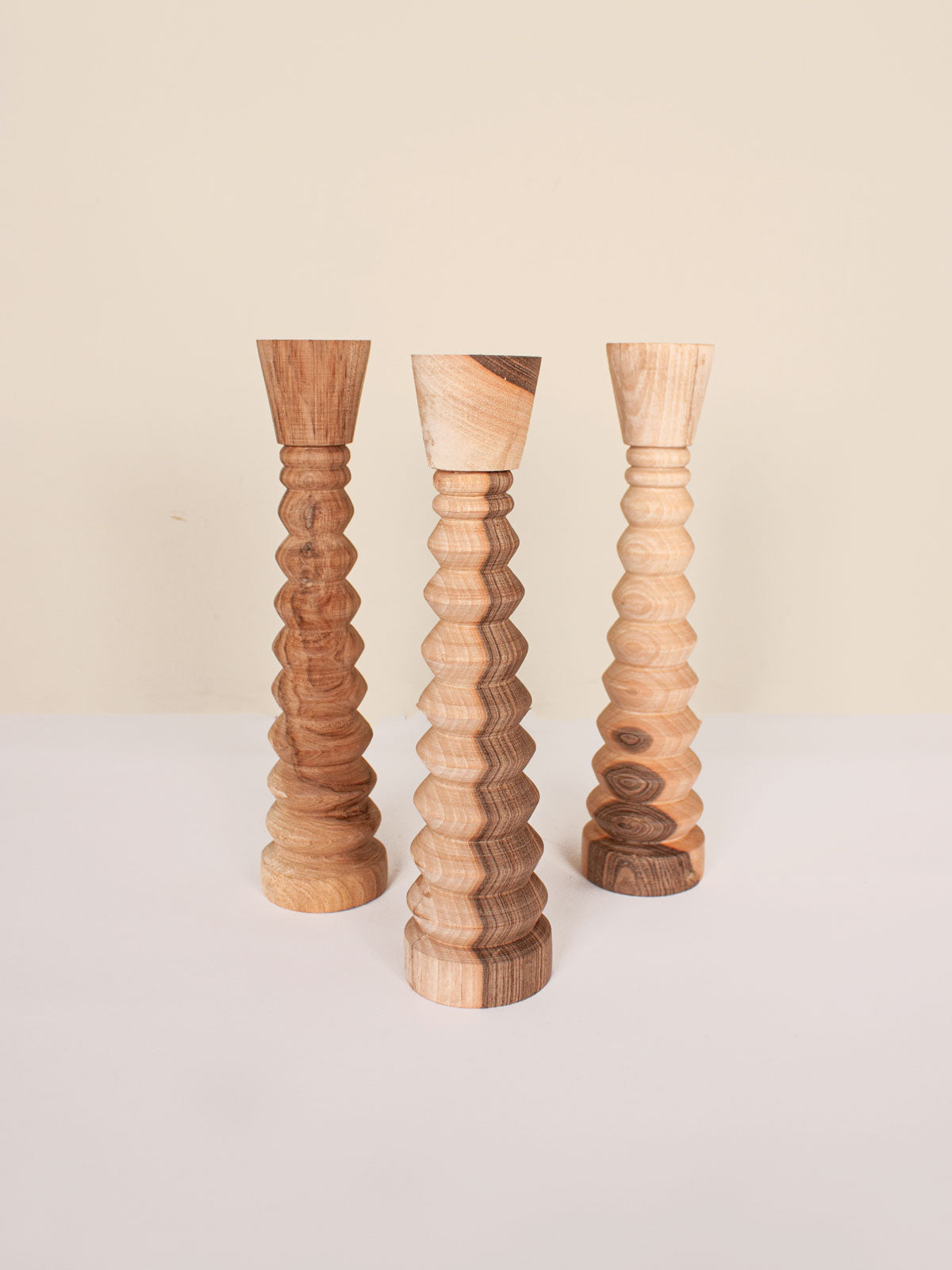 Handmade Walnut Wood Candle Holders with Natural Ripple Grain - Rustic Home Decor for Dining Table, Wedding Centerpiece, and Cozy Living Room Ambiance