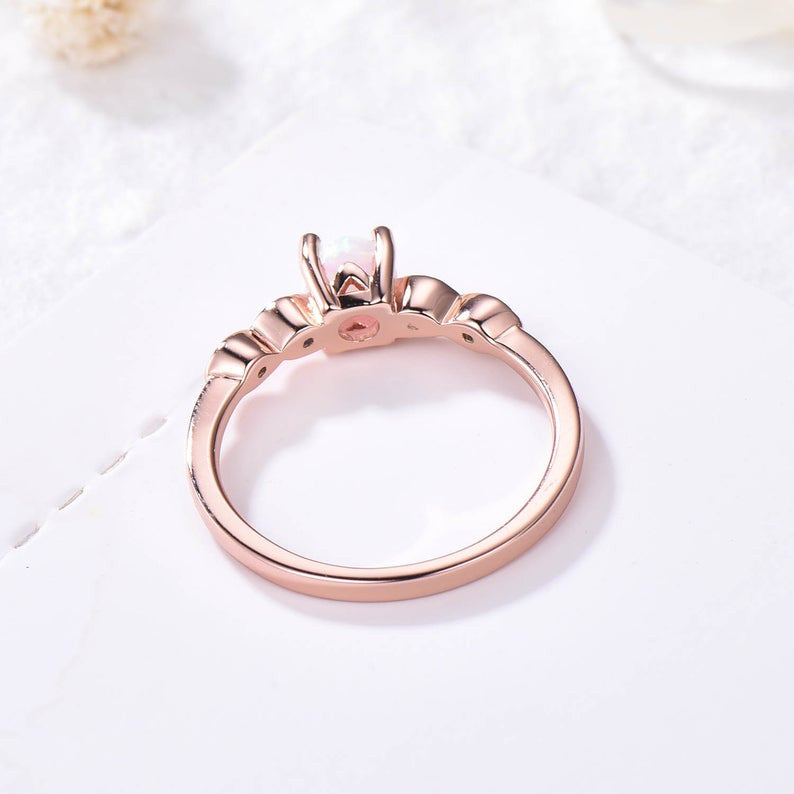 Natural Moss Agate Ring for Women - Rose Gold Diamond Wedding Band, Bridal Jewelry, Engagement Ring - Perfect for Weddings, Anniversaries & Special Occasions