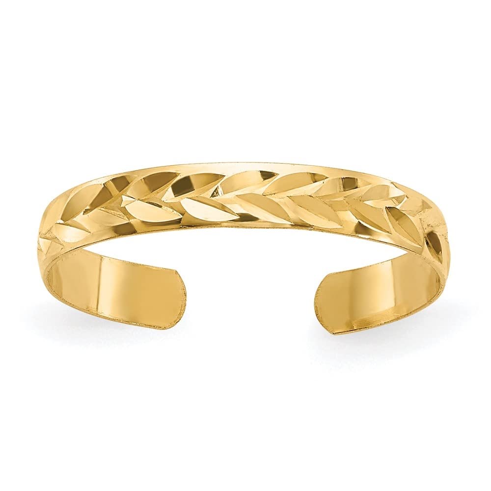 14k Yellow Gold Diamond-Cut Toe Ring for Women - Elegant Foot Jewelry for Beach, Summer & Pedicure Days | Diamond2Deal
