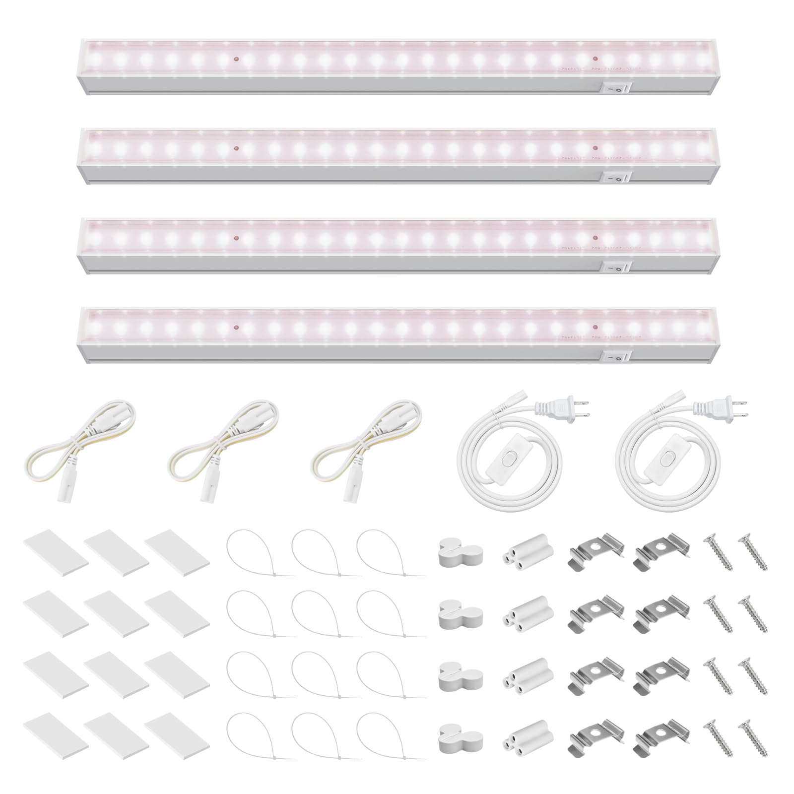 Barrina Full Spectrum LED Grow Lights for Indoor Plants - 1ft T5 Grow Light Strip, Pinkish White, 4-Pack - Perfect for Hydroponics, Seedlings & Home Gardening