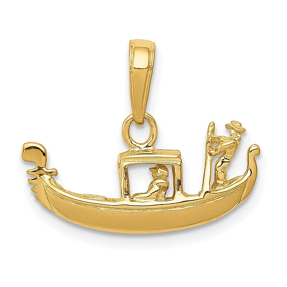 14K Yellow Gold Solid 3D Gondola Pendant Charm Necklace - Elegant Travel & Transportation Inspired Jewelry for Women | Perfect Gift for Her, Birthday, Anniversary & Special Occasions | Ideal for Cruise Vacations, Venice Trips & Italian-Themed Events