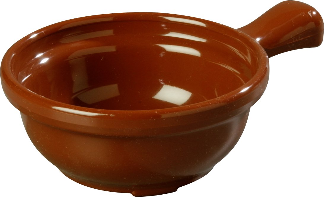 Carlisle FoodService 8 oz Brown Soup Bowl with Handle - Durable Catering, Buffet & Restaurant Use - Perfect for Hot Soups, Stews, and Chili Serving
