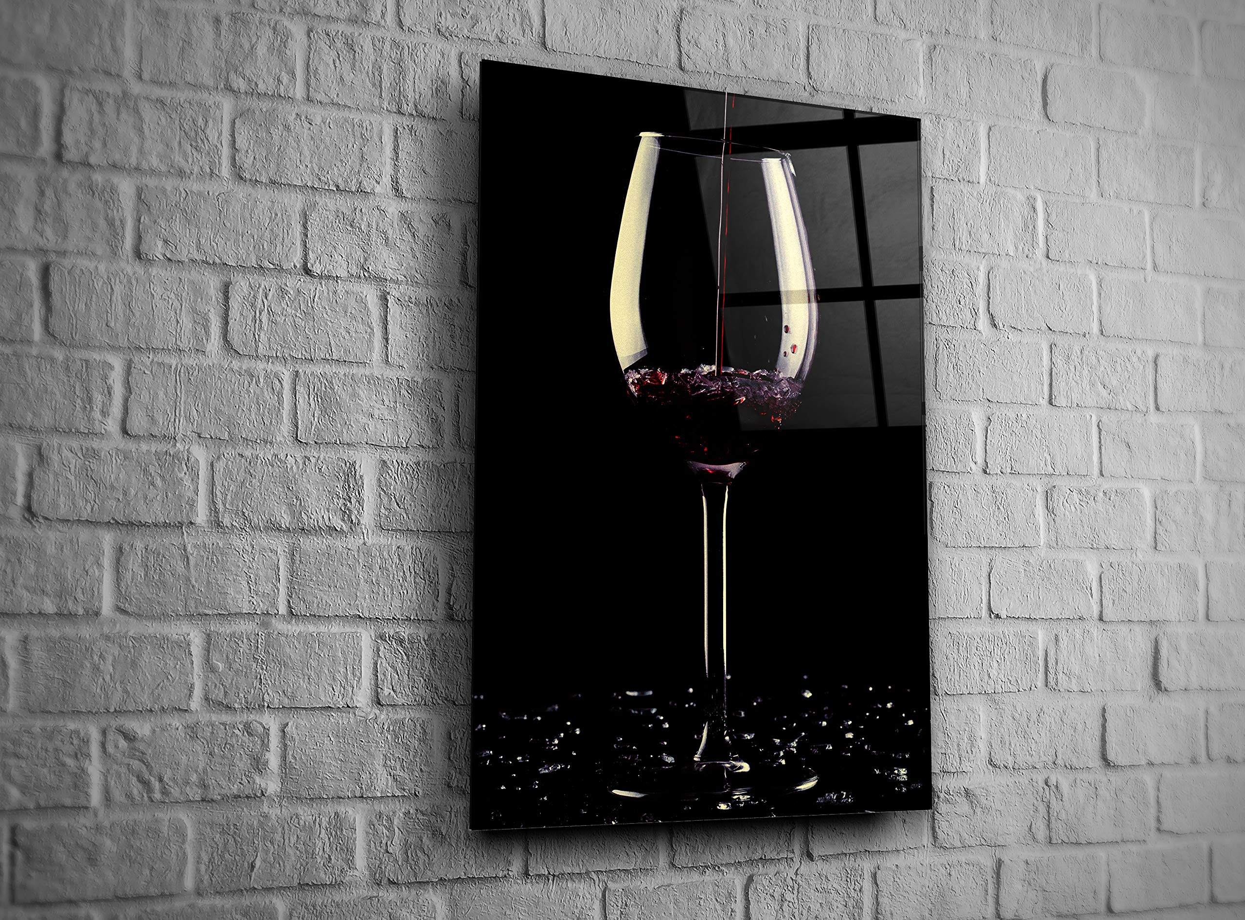 Premium Tempered Glass Red Wine Wall Art - Modern Home, Office & Hotel Decor - Elegant Gift Idea (16x24 Inches) - Perfect for Dining Rooms, Living Spaces & Corporate Gifts