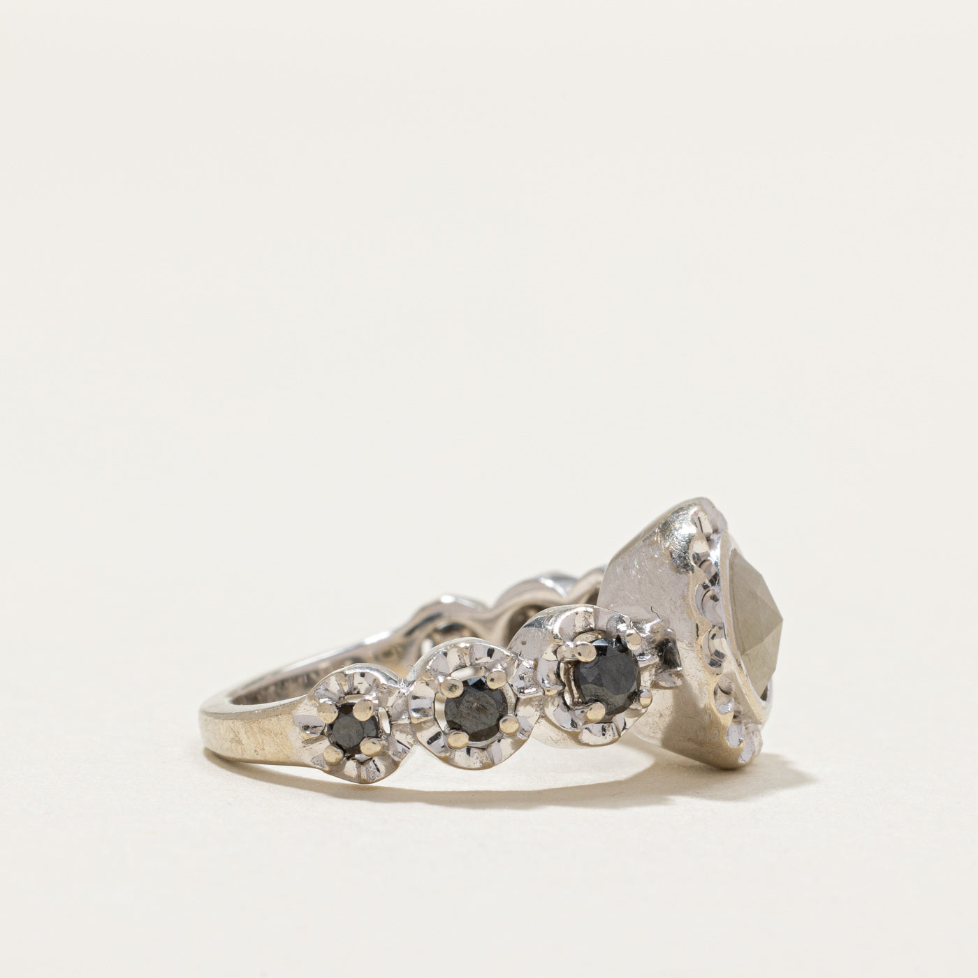 Exquisite Bezel Set Green & Black Diamond Engagement Ring | 0.82ctw | Size 4.75 | Perfect for Unique Proposals & Anniversary Gifts