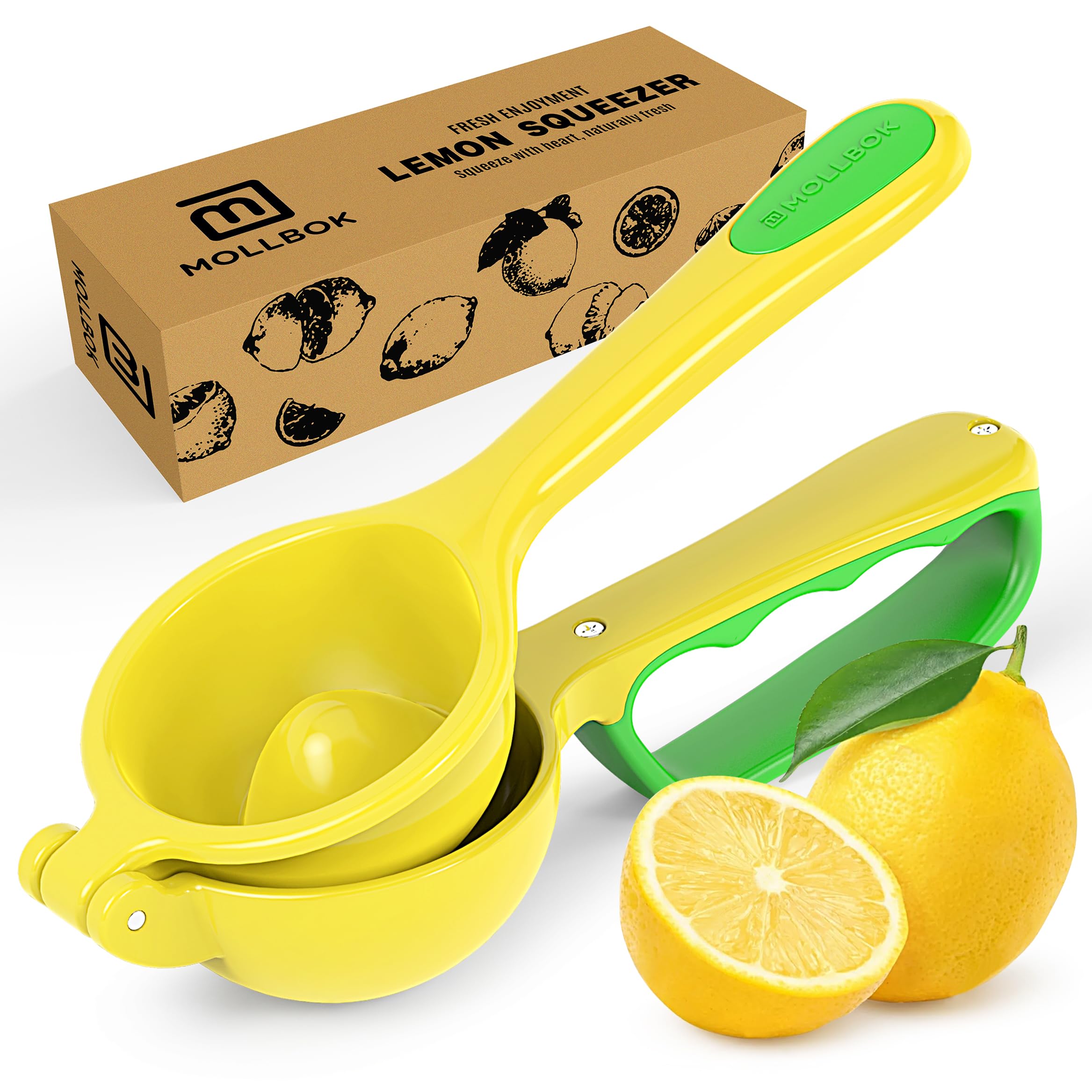 Premium Aluminum Manual Lemon Squeezer - Handheld Citrus Juicer for Lime, Orange & Grapefruit - Dishwasher Safe Kitchen Tool (Bright Yellow) - Perfect for Cocktails, Baking & Healthy Juicing