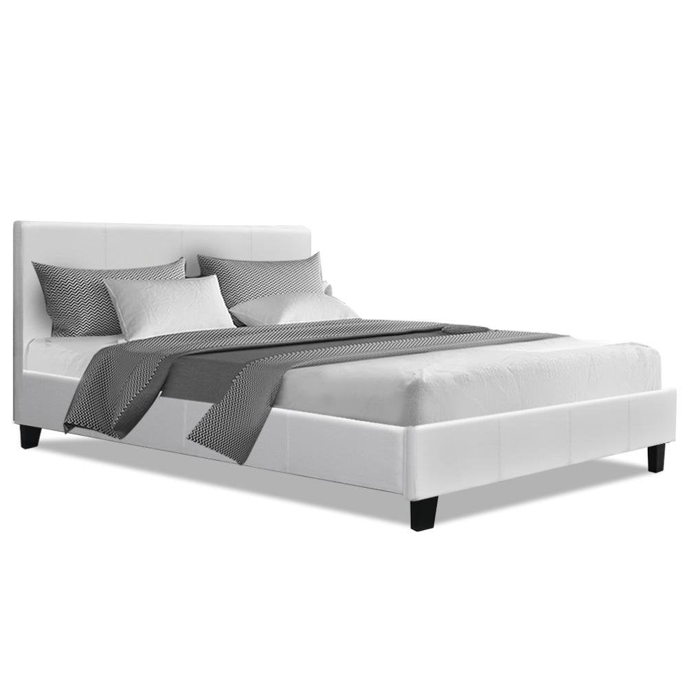 Coogee Bed White & Normay Series Pillow Top Mattress - Medium Firm Support, Double Package Set for Ultimate Comfort | Perfect for Guest Rooms, Dorms & Small Apartments