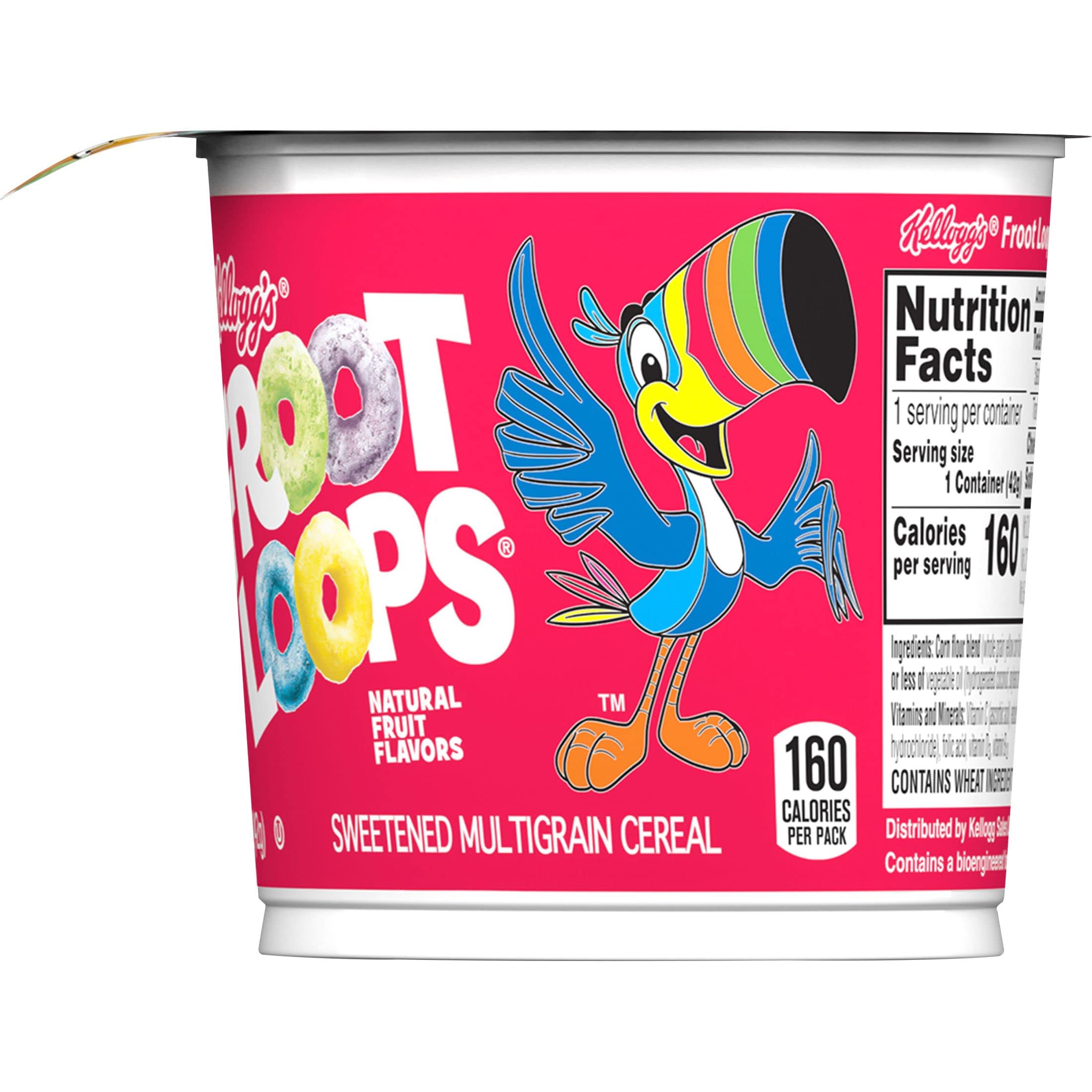 Froot Loops Cold Breakfast Cereal Cup - Fruit Flavored Vitamin C Snacks, Original 1.5oz (1 Cup) | Perfect for Quick Breakfast, Office Snacks & Kids Lunch Box