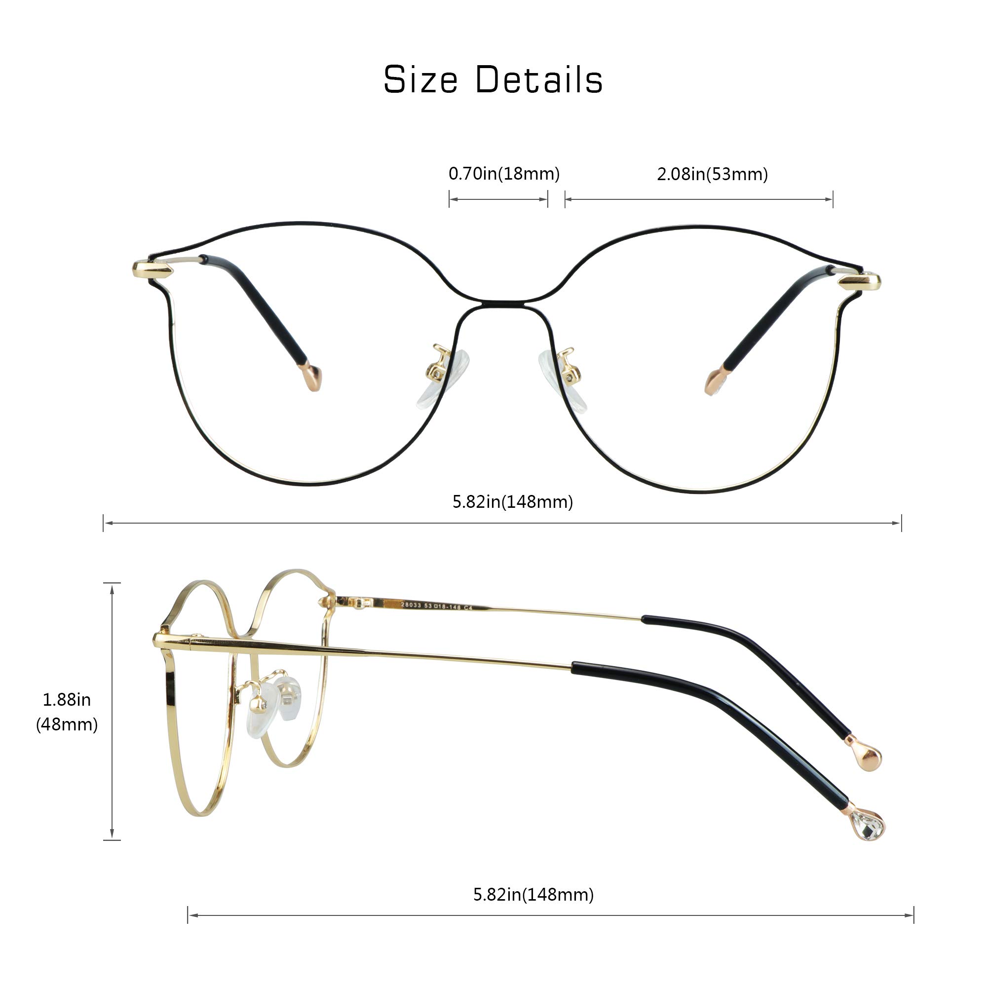 VisionGlobal Blue Light Blocking Glasses for Women - Anti Eyestrain Computer Glasses with Stylish Oval Frame - Perfect for Office Work, Gaming & Nighttime Screen Use