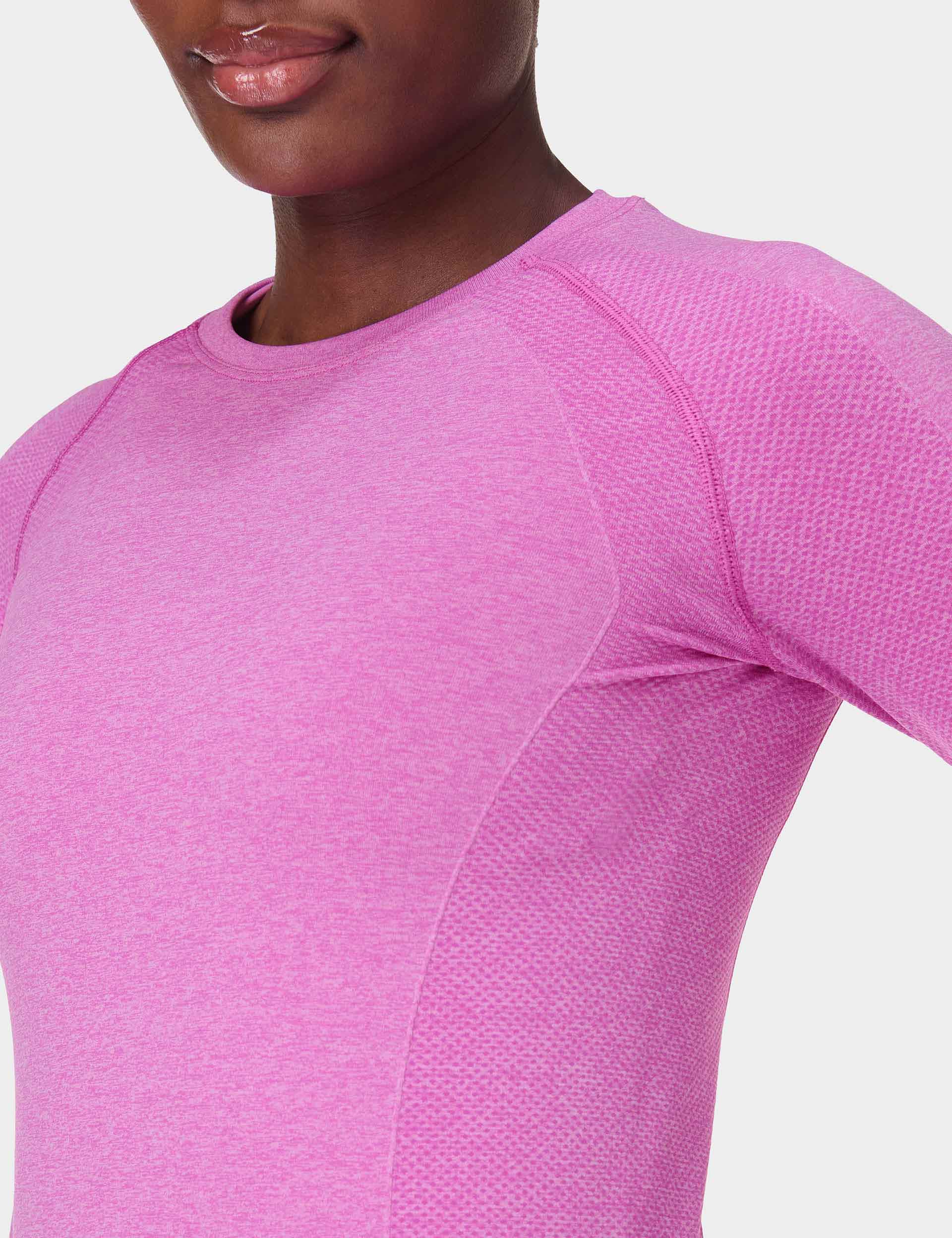 Athletic Seamless Long Sleeve Workout Top for Women - Allium Pink/Nerine Pink Marl - Perfect for Gym, Yoga & Running
