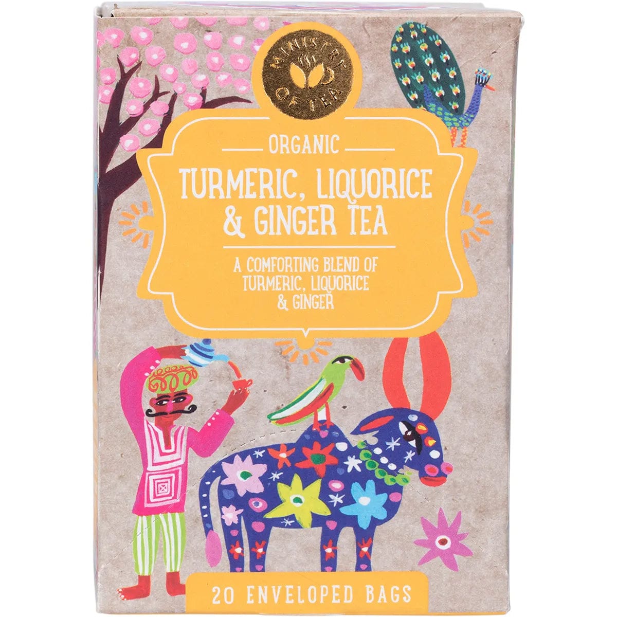 Organic Turmeric, Licorice & Ginger Tea Bags - 20 Count | Herbal Wellness Tea for Digestion & Immunity | Perfect for Morning Boost or Evening Relaxation
