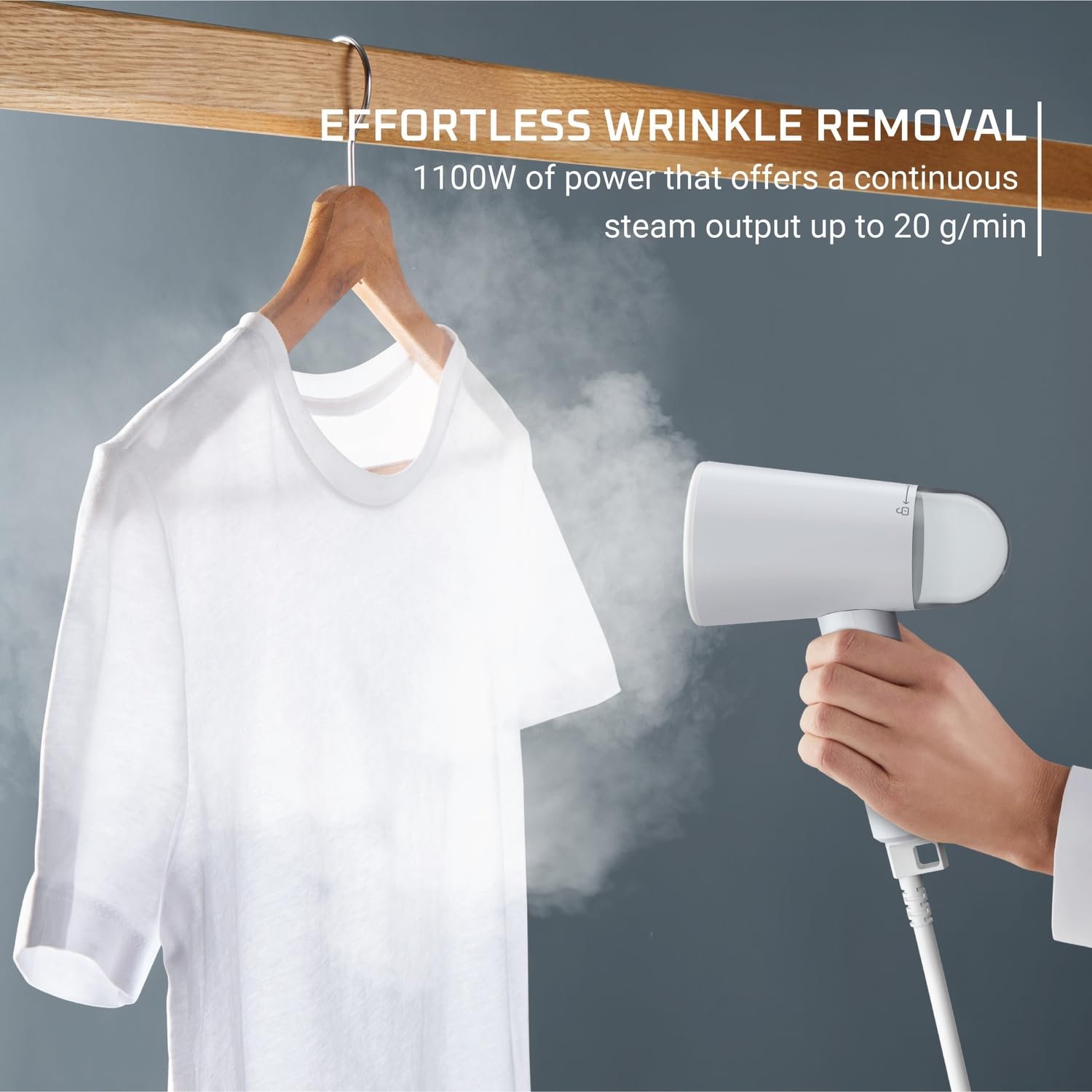 Rowenta Mini Travel Steamer for Clothes - Portable Handheld Steamer with 2.3 Oz Water Tank, 1100W Fast Heating, Foldable Design | Perfect for Wrinkle Removal, Suits, Dresses & Travel Essentials | Green (Model DR1014)