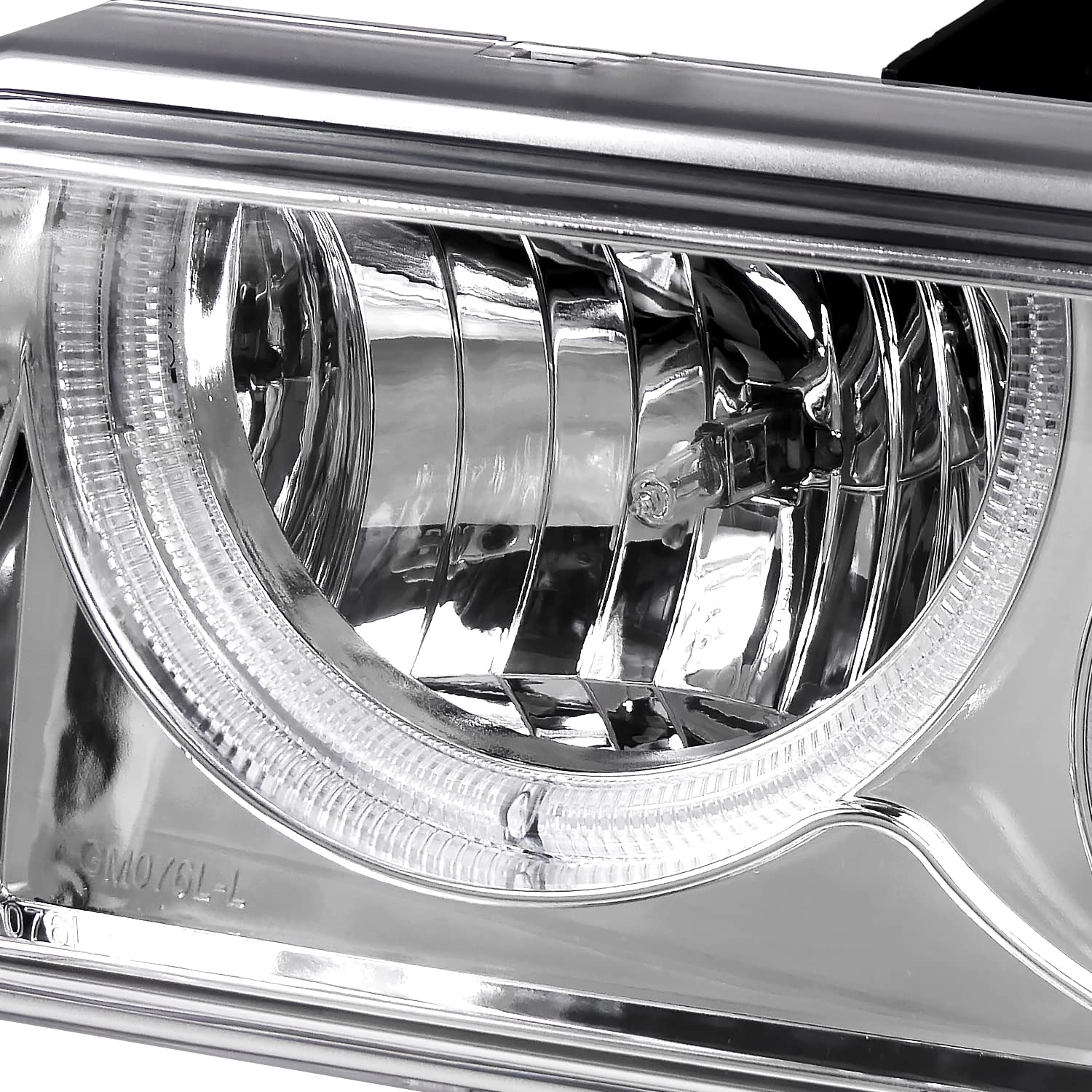 Spec-D Tuning Chrome Halo SMD LED Projector Headlights with Chrome Bumper Lights - Compatible with 1998-2004 Chevy S10 (Left & Right Pair) - High-Performance Headlamp Assembly for Night Driving & Off-Road Adventures