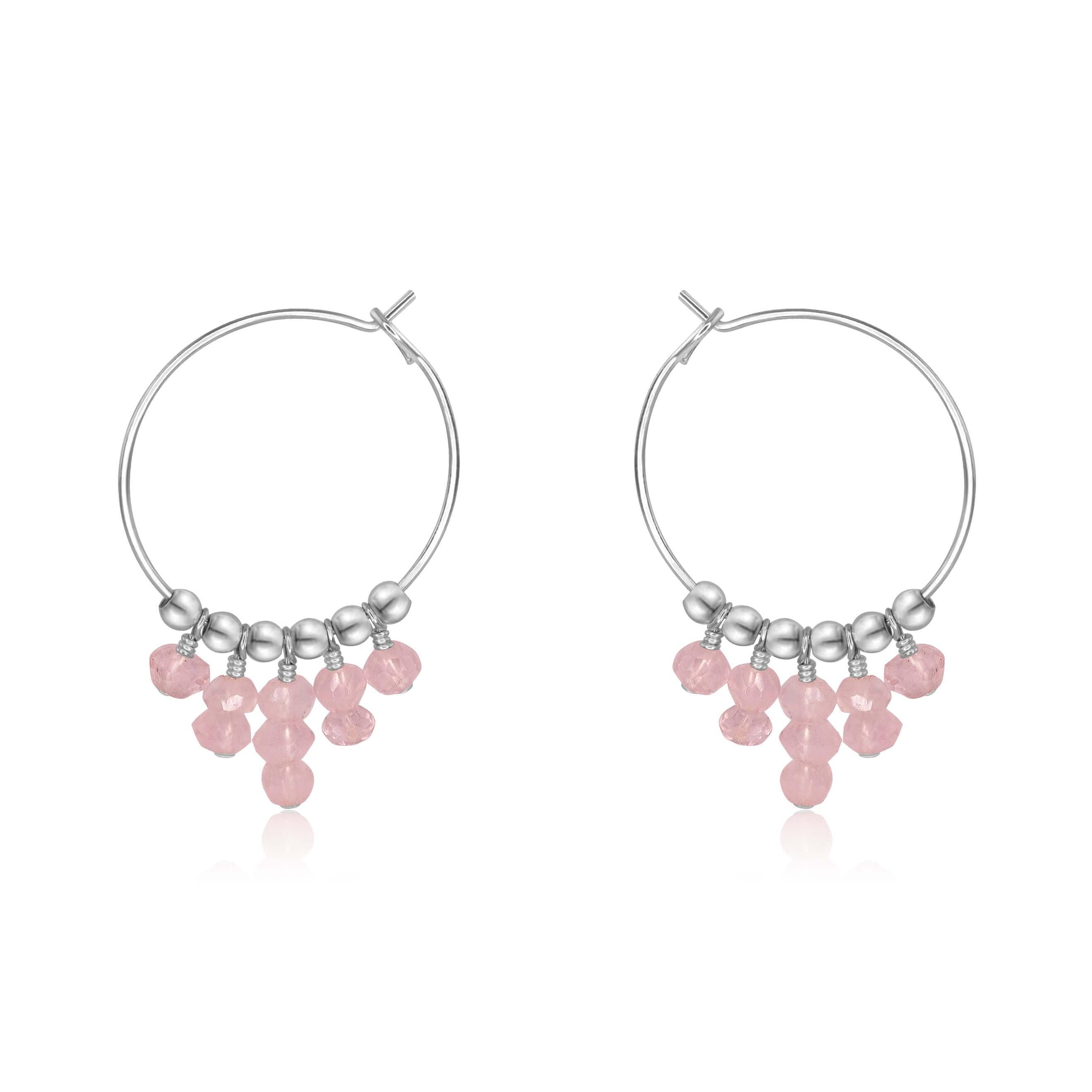 Rose Quartz Statement Hoop Earrings for Women - Elegant Healing Crystal Jewelry for Everyday Wear & Special Occasions