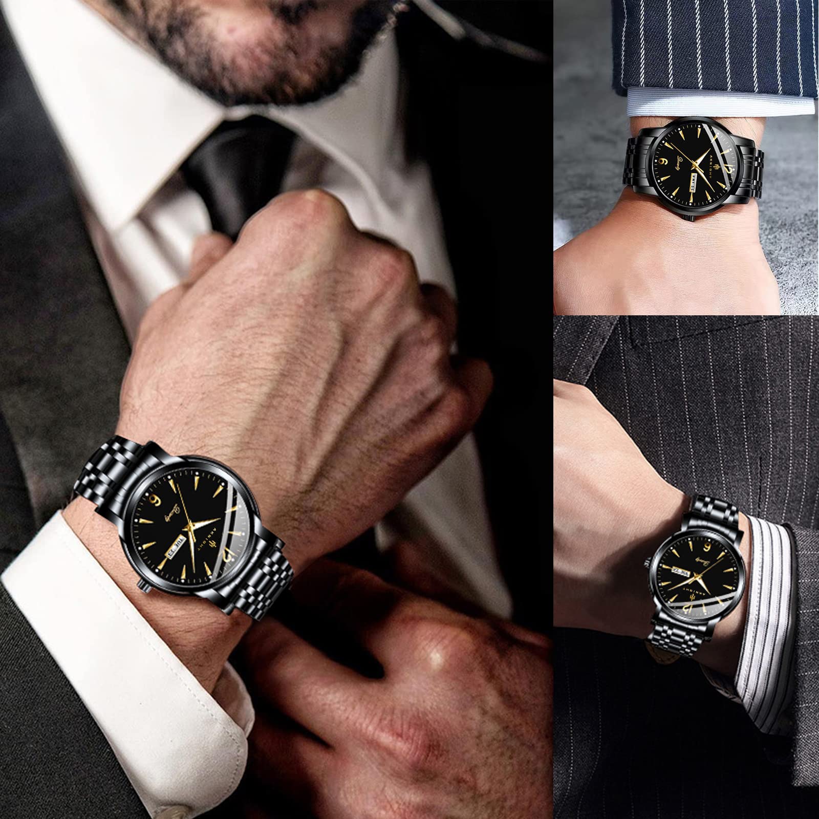 **Men's Stainless Steel Waterproof Chronograph Quartz Watch - Minimalist Dress Watch for Business & Casual Wear - Perfect for Office, Formal Events & Everyday Use**