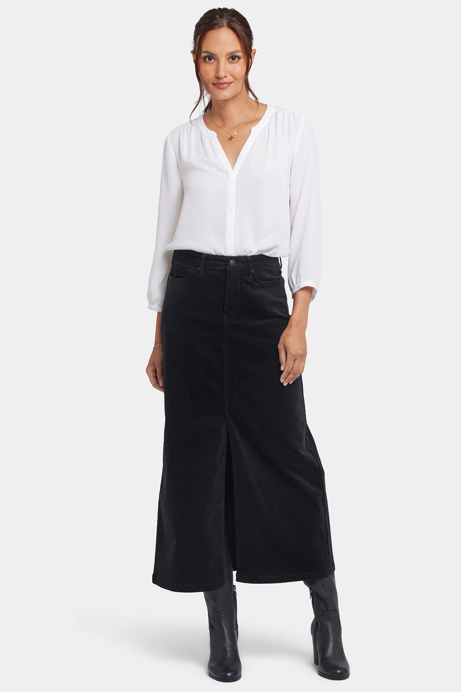 Elegant High Rise Long Skirt for Women - Black Maxi Skirt with Side Slits | Perfect for Office, Party & Casual Outfits