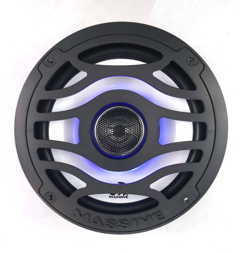 6.5 Inch 80 Watt Marine Coaxial LED Speakers - Waterproof Boat Audio System for Outdoor & Marine Use (Pair) - Perfect for Boats, Yachts, and Water Sports