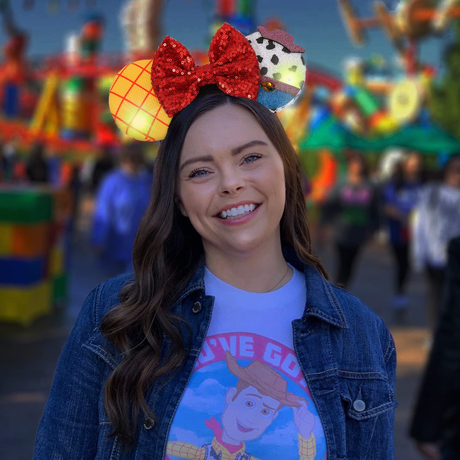 LED Flashing Mouse Ears Headband - Glow in The Dark Party Accessories for Women & Girls, Disney Inspired Cosplay Costume Hairband (Yellow) - Perfect for Halloween, Raves, Concerts & Theme Park Visits