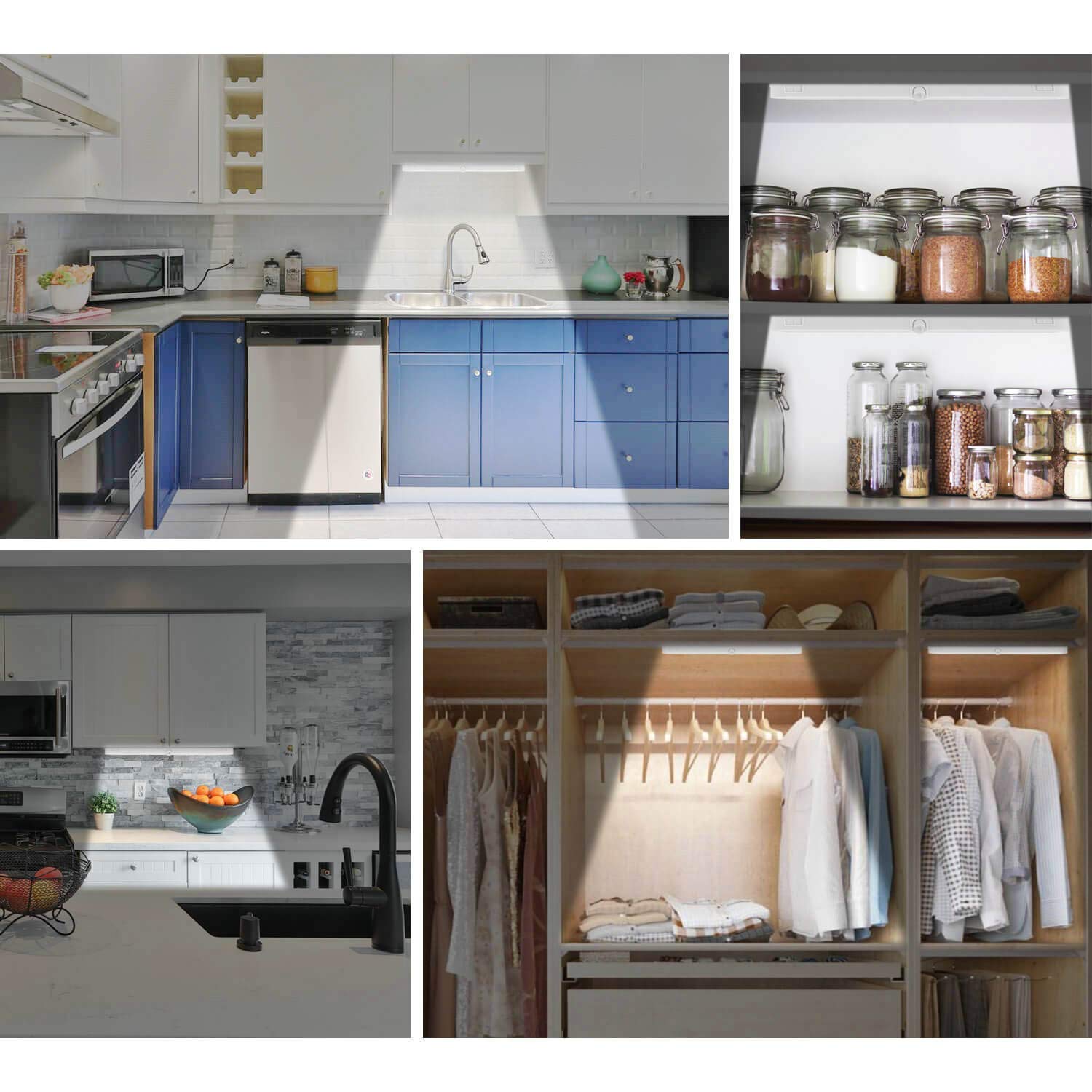 BLS T01L LED Closet Light - 20 Super Bright LEDs, Wireless Motion Sensor Light with Auto On/Off, Adjustable Light Beam - Battery/DC Powered Under Cabinet Lighting for Kitchen, Wardrobe, Pantry, Garage Storage