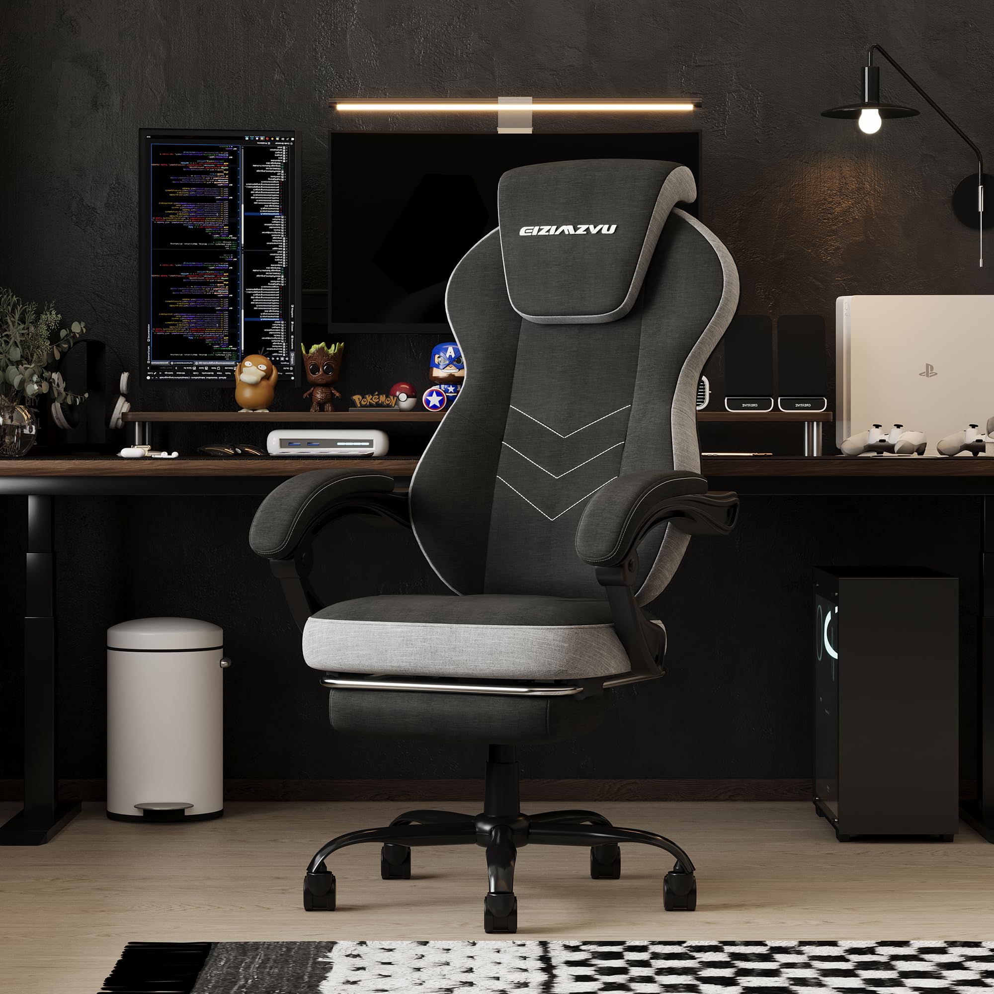 Ergonomic Office Chair with Adjustable Headrest & Footrest - High Back Computer Desk Chair with Linkage Armrests - Reclining Swivel Chair for Home & Executive Office - Perfect for Long Work Hours & Gaming (Black)