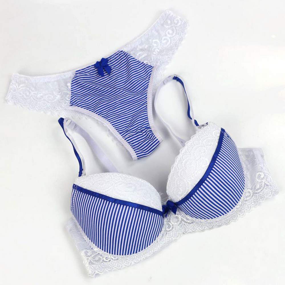 Swbreety Women's Lace Bra and Panty Set - Striped Lingerie with Underwire & Bowknot Detail | Sexy Comfort for Everyday Wear & Special Occasions