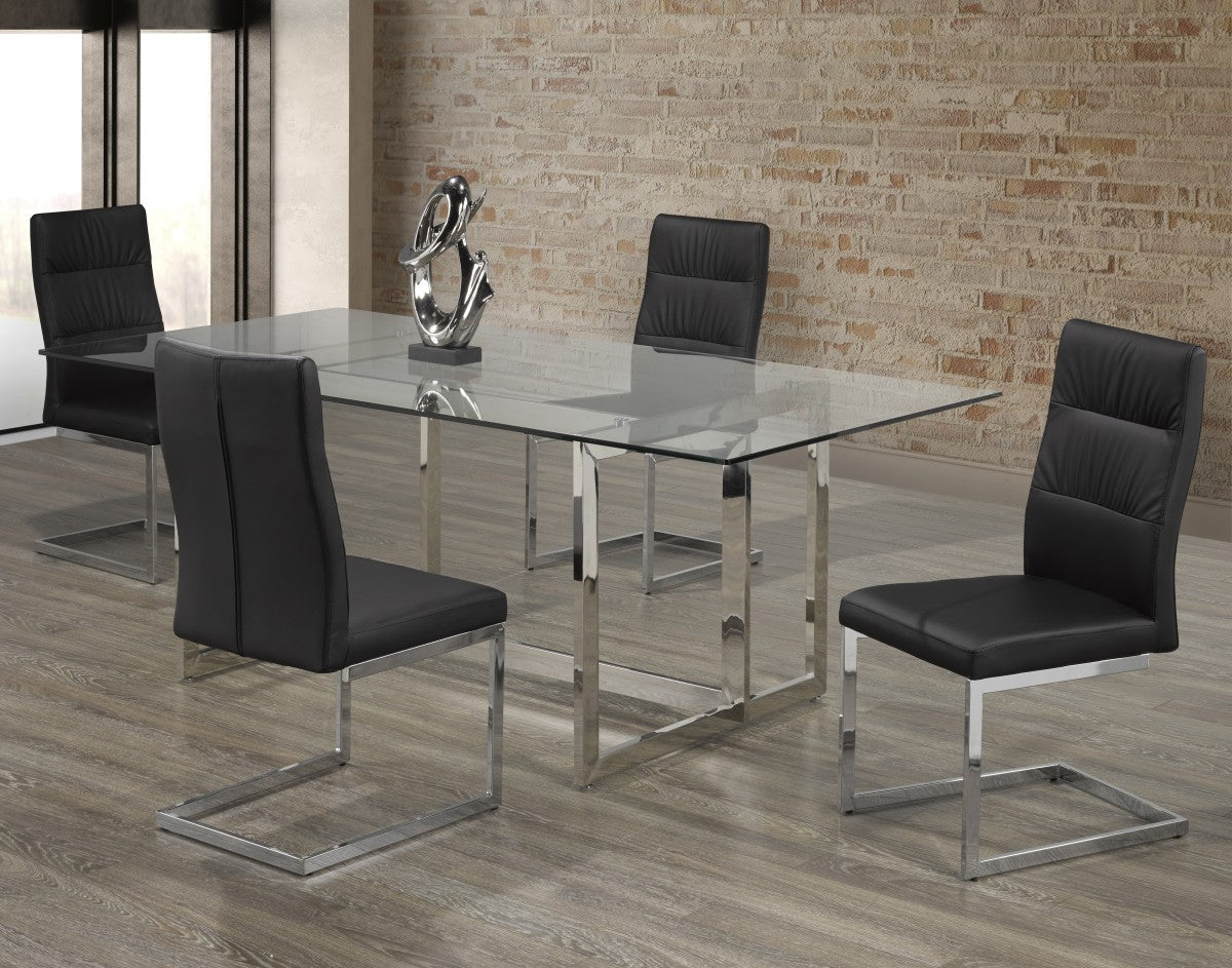 5-Piece Black Dining Room Set - Modern Kitchen & Dining Table Chairs for Small Spaces, Home, Apartment, Restaurant
