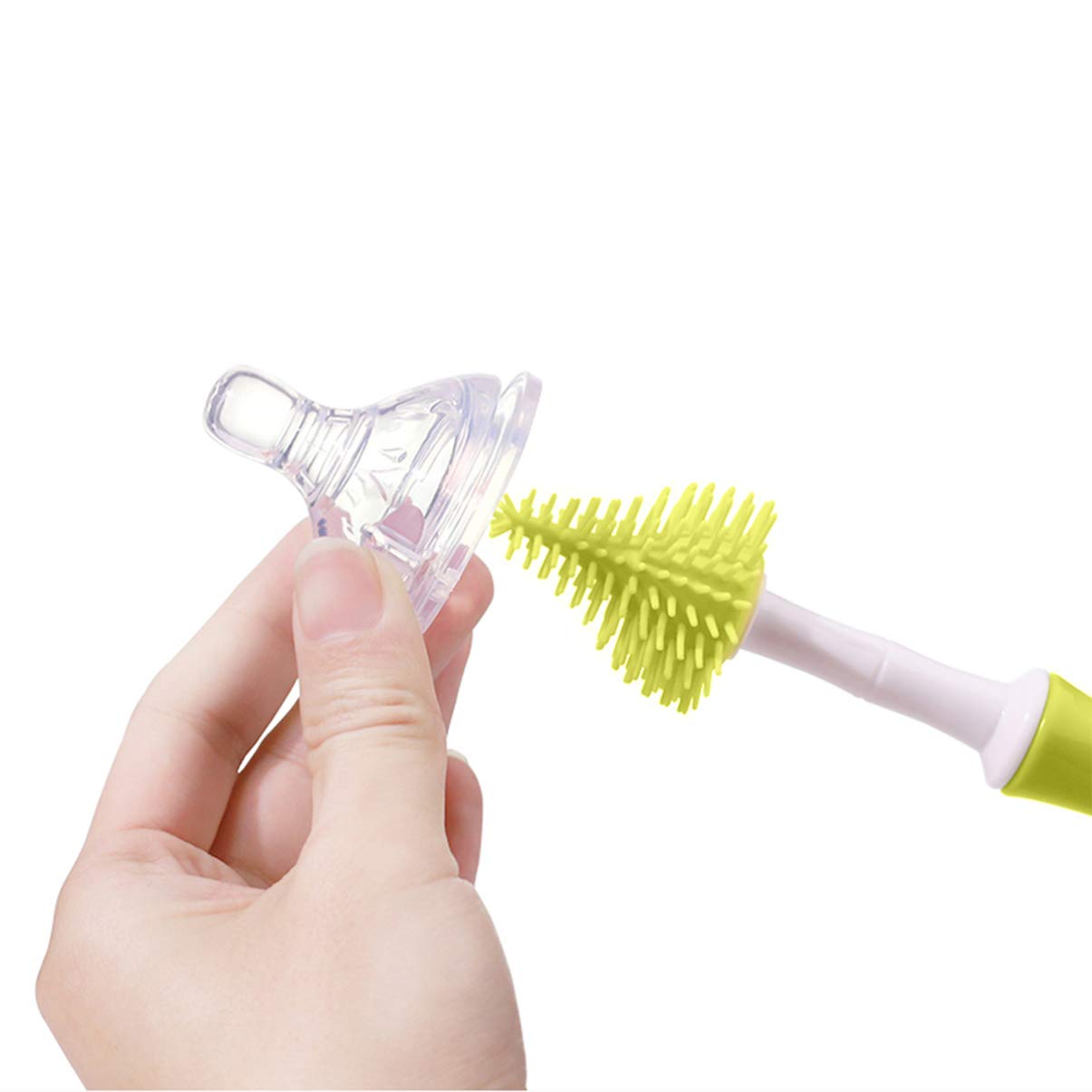 Baluue Silicone Bottle Brush Set - Rotatable Baby Bottle Cleaner with Pacifier Brush, Durable Home Cleaning Brushes for Infant Feeding Bottles (Yellow) | Perfect for Newborn Care, Dishwasher Safe & Easy to Clean