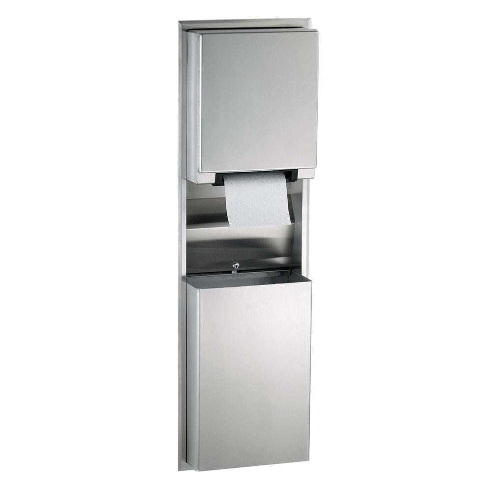 Bobrick B3974 ClassicSeries Convertible Automatic Paper Towel Dispenser with LED Light & Built-in Waste Receptacle - Hands-Free Touchless Operation for Restrooms, Kitchens, and Commercial Spaces