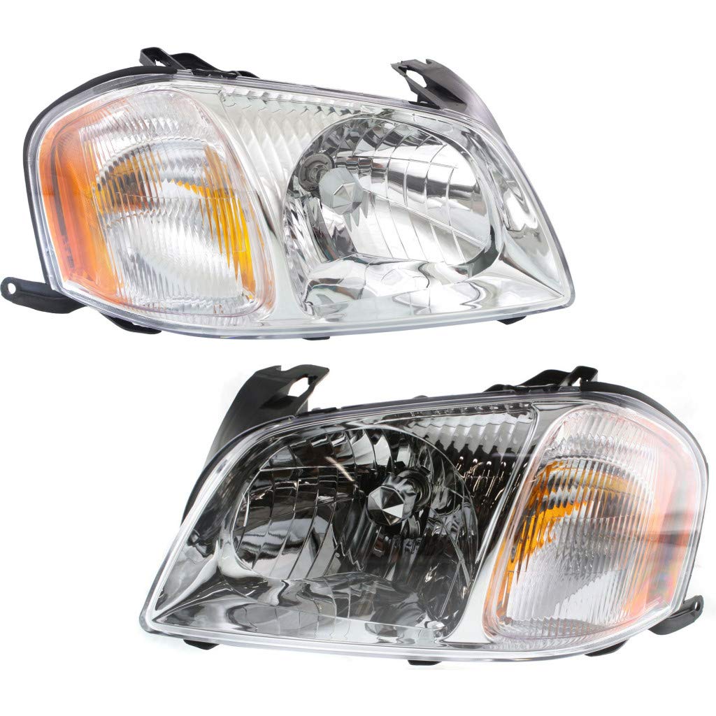 2001-2004 Mazda Tribute Replacement Headlight Assembly - Driver & Passenger Side with Bulbs Included (MA2502126 & MA2503126) - Direct Fit for EC01-51-040L & EC02-51-030 - Perfect for Night Driving & Enhanced Visibility