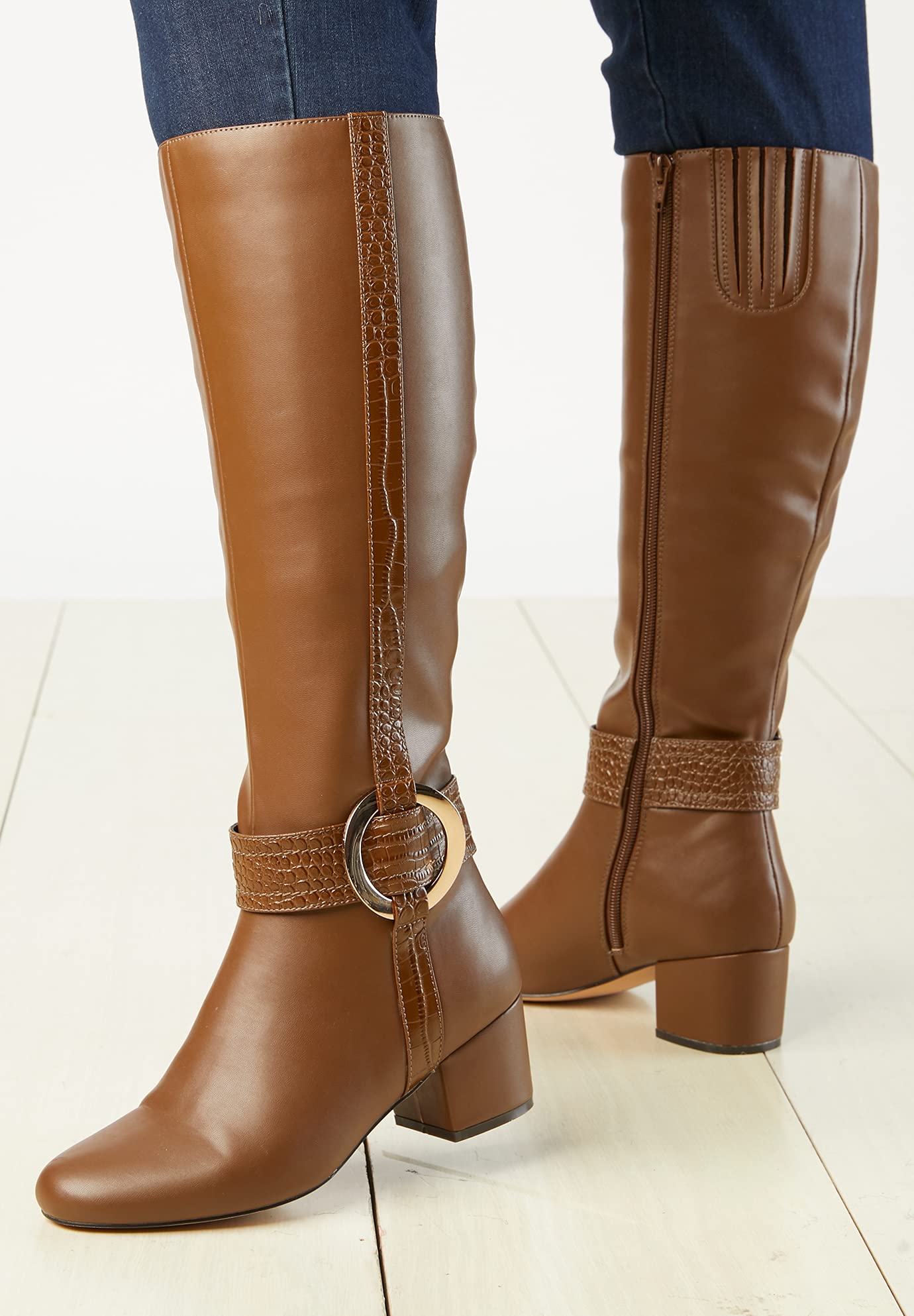 Comfortview Women's Wide Width The Vale Wide Calf Boots - Stylish & Comfortable Winter Boots for Wide Feet | Perfect for Cold Weather, Snow, Work & Casual Outfits
