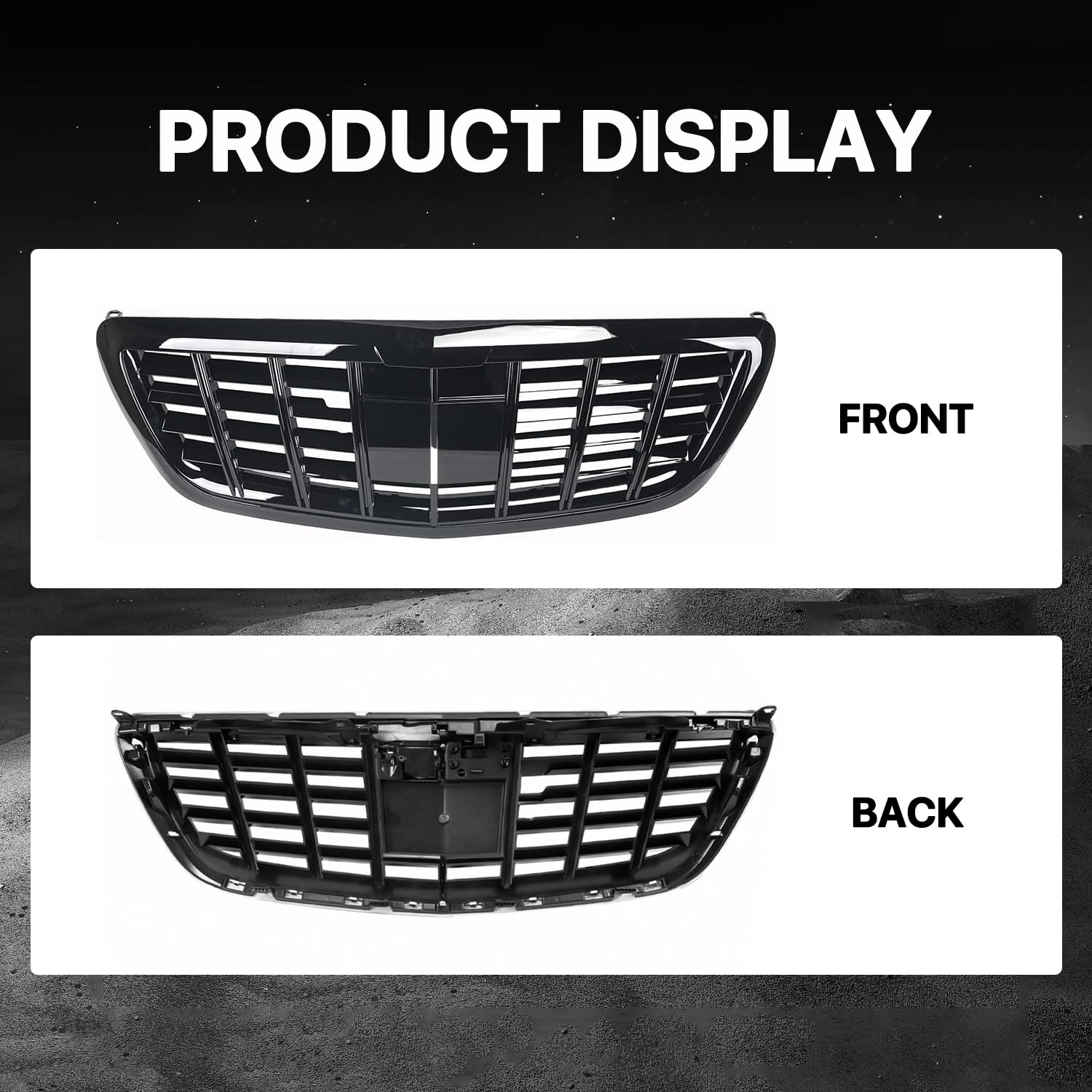 Black Front Bumper Grille Compatible with 2013-2020 Mercedes W222 S-Class S400 S500 - w/Camera Hole - Upgrade Your Luxury Car's Style & Protection