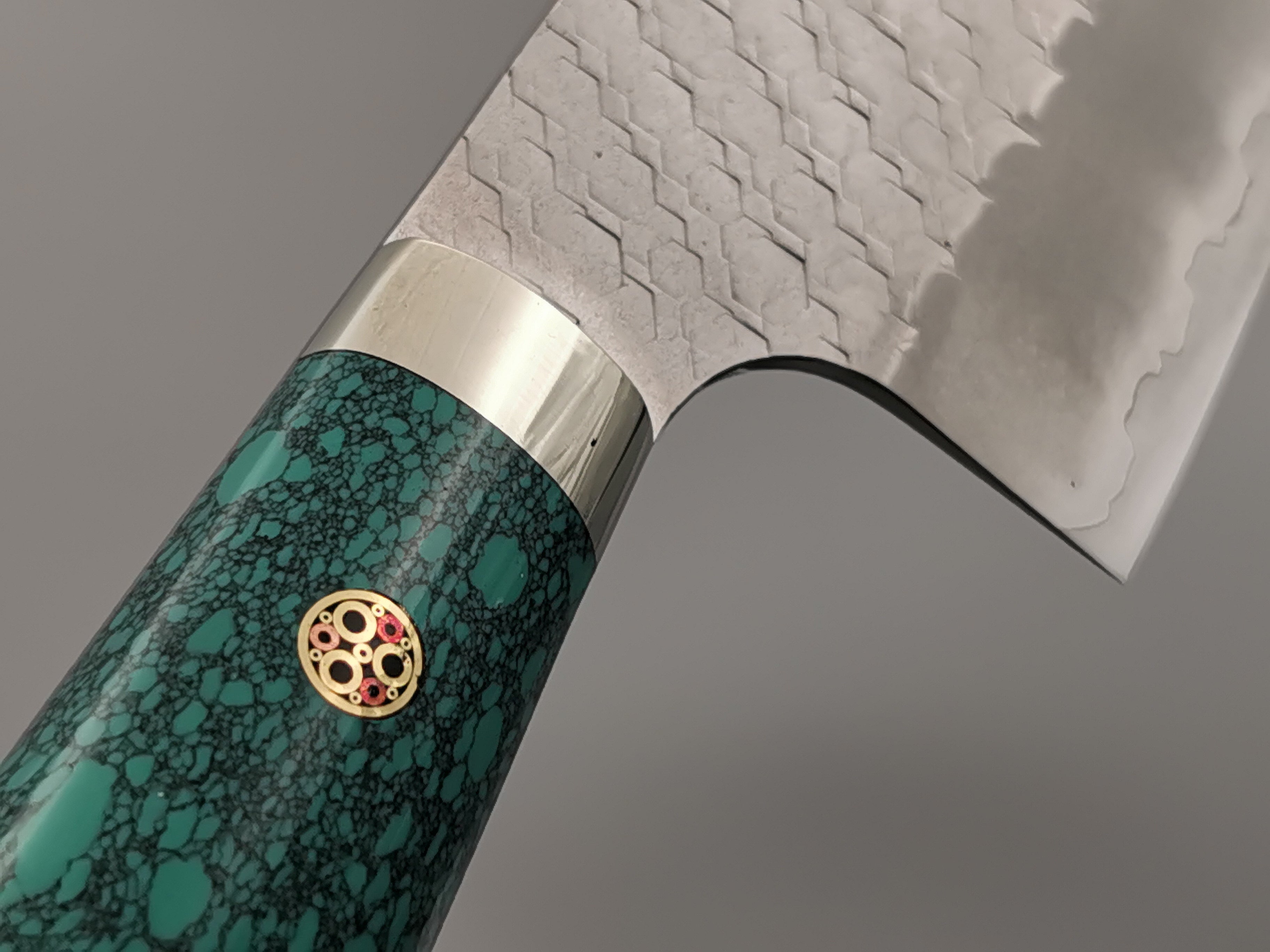 Premium Nigara Hamono SG2 Tsuchime Kiritsuke Nakiri Knife with Green Turquoise Handle - Japanese Kitchen Knife for Sushi, Vegetables & Precision Cutting