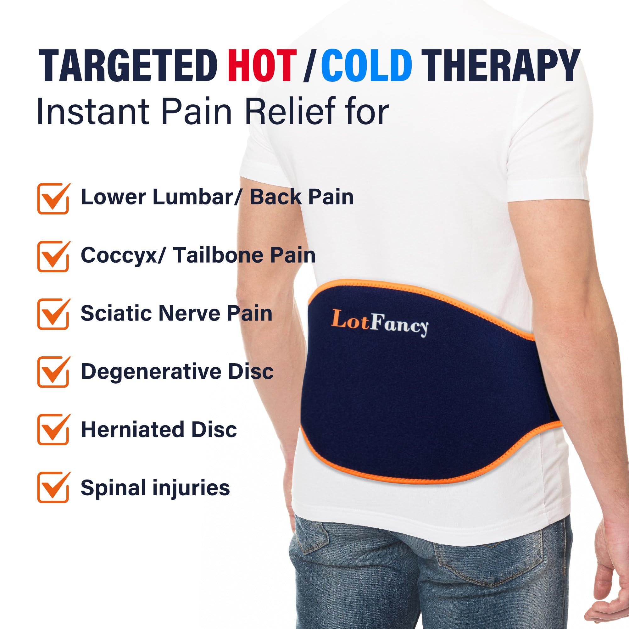 LotFancy Reusable Hot & Cold Therapy Gel Packs (2-Pack) for Back, Hip, Waist & Leg Pain Relief - FSA/HSA Eligible Heating & Cooling Compress for Injury Recovery, Post-Workout & Chronic Pain Management