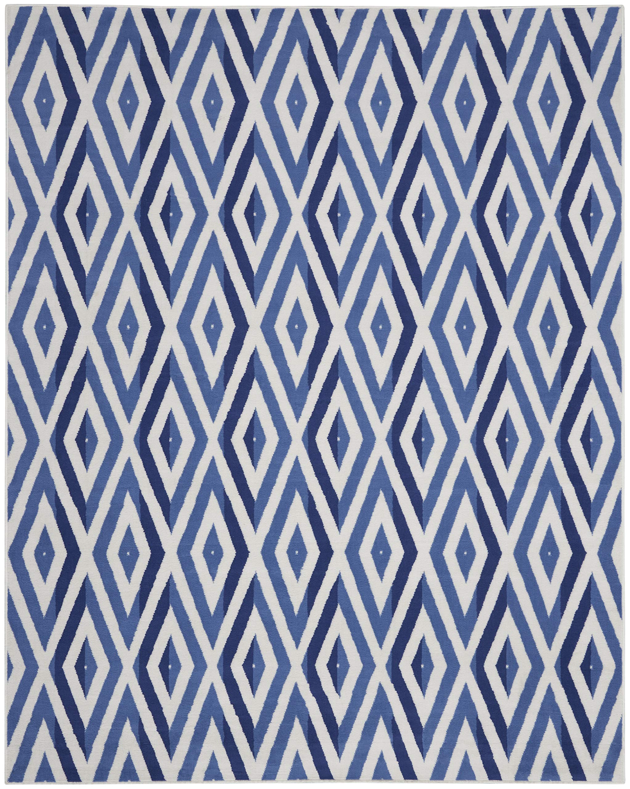 Nourison Whimsicle Diamond Ivory Blue 8' x 10' Area Rug - Easy to Clean, Non-Shedding, Stain Resistant for Bedroom, Living Room, Dining Room & Kitchen | Soft & Durable Indoor Rug for Home Decor (8x10)