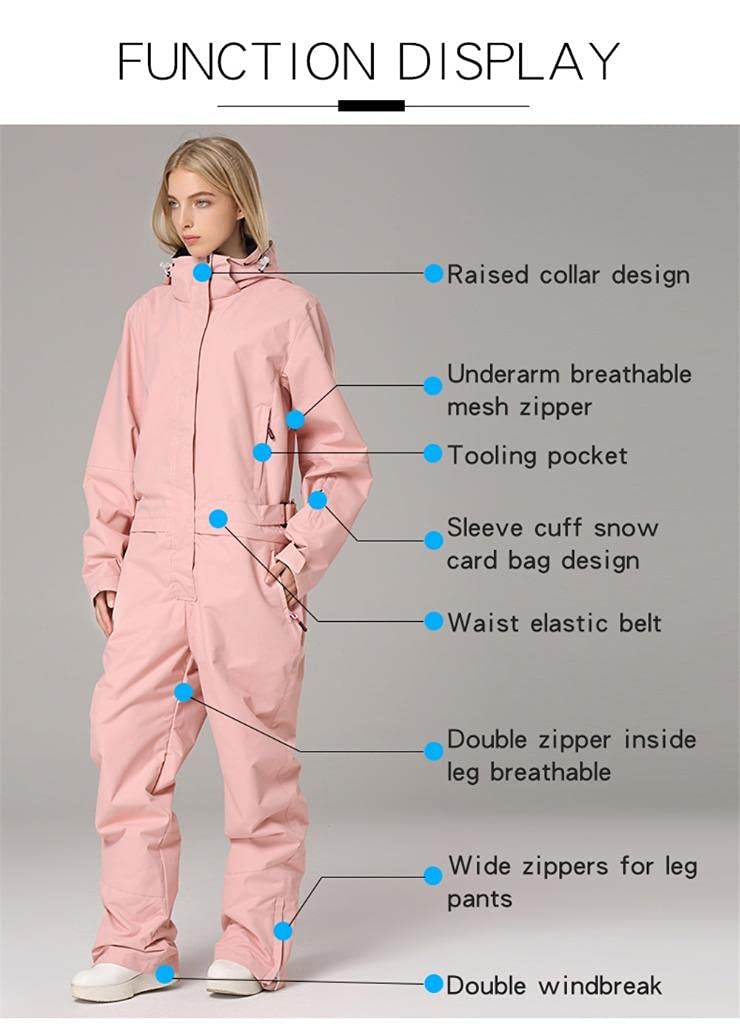 SEARIPE Women's One Piece Ski Suit - Waterproof Winter Snowsuit for Skiing, Snowboarding & Outdoor Activities | Thermal Insulated Coveralls for Cold Weather Adventures