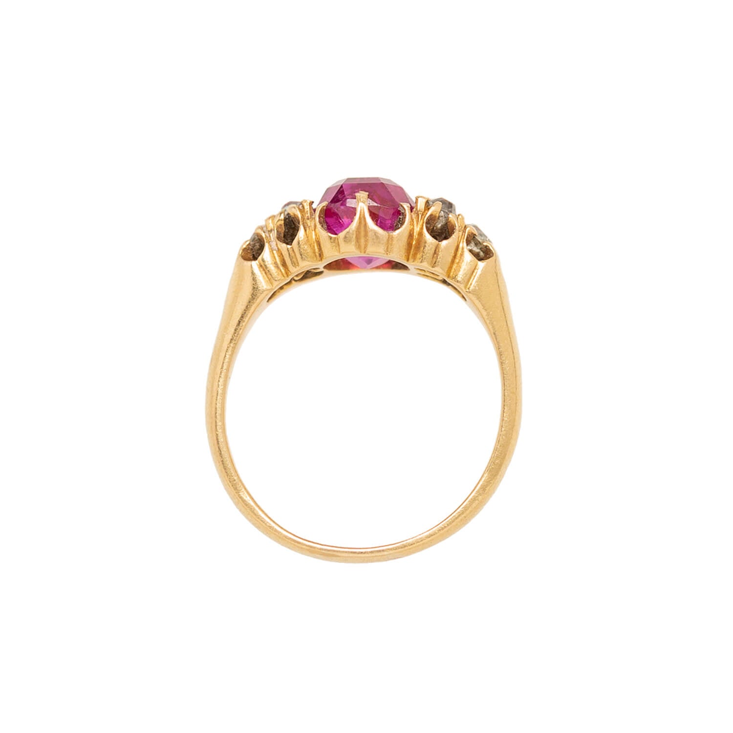 Exquisite 18k Gold Victorian French Style Burmese Ruby & Diamond Ring for Women – Perfect for Weddings, Anniversaries & Special Occasions