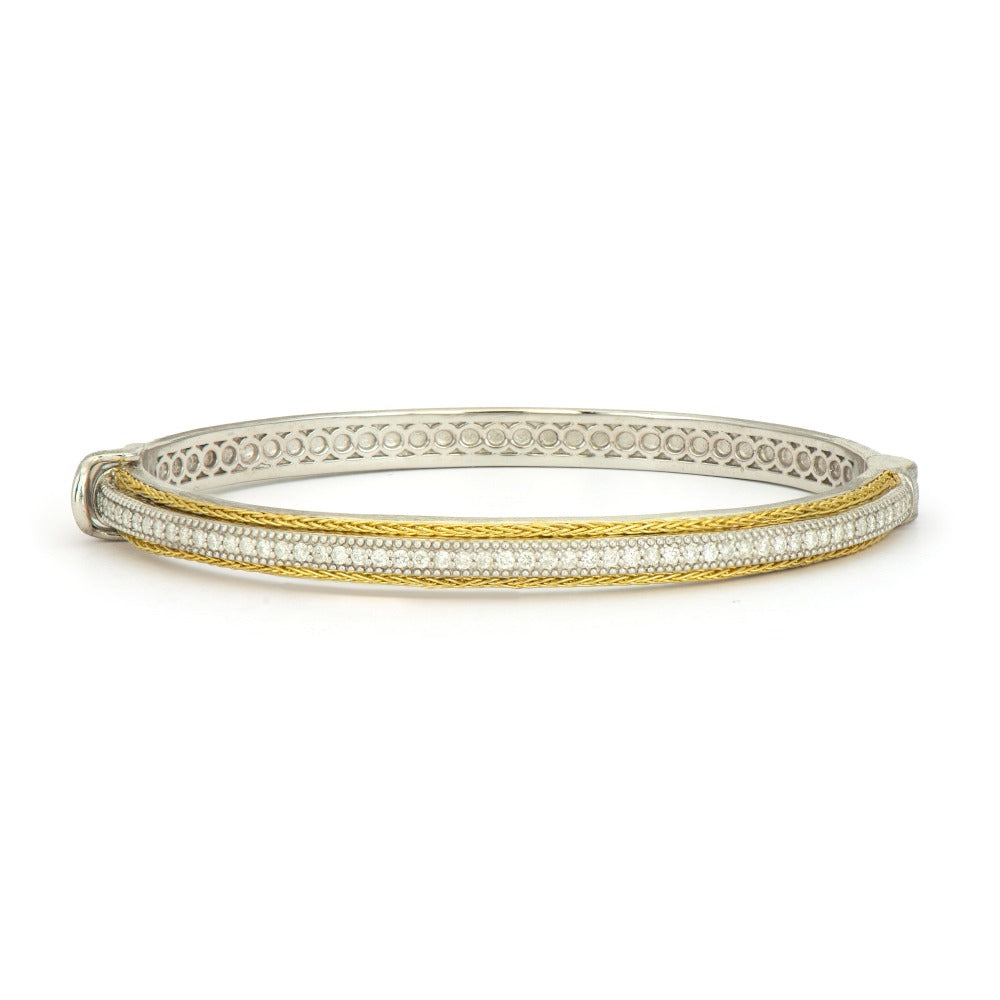 Jude Frances Mixed Metal Pavé Woven Rope Bangle Bracelet for Women - Elegant Stackable Jewelry for Everyday Wear & Special Occasions