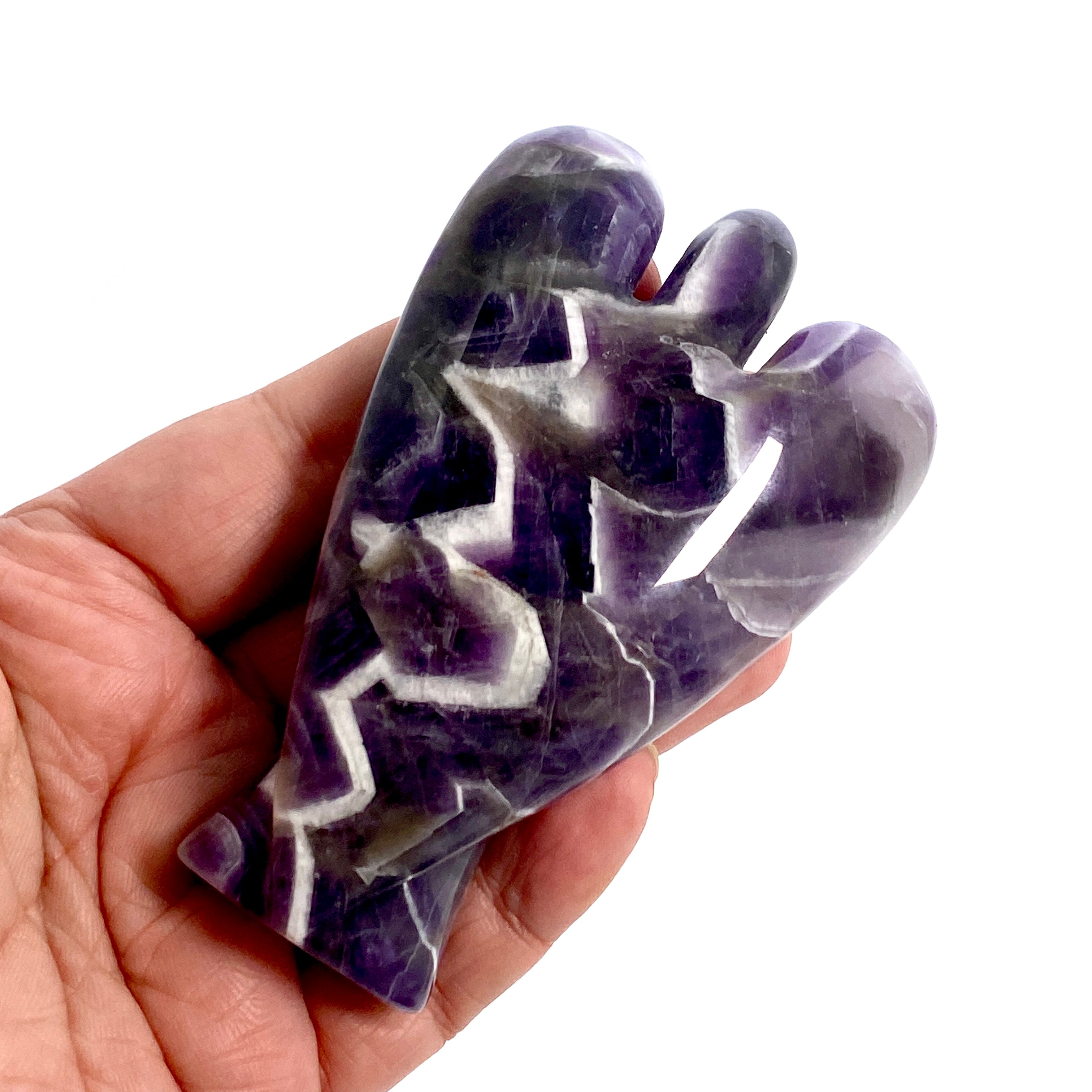 Chevron Amethyst Angel AMA 02 - Natural Healing Crystal for Meditation, Chakra Balancing & Spiritual Growth - Perfect for Home Decor, Yoga Space & Gift Giving
