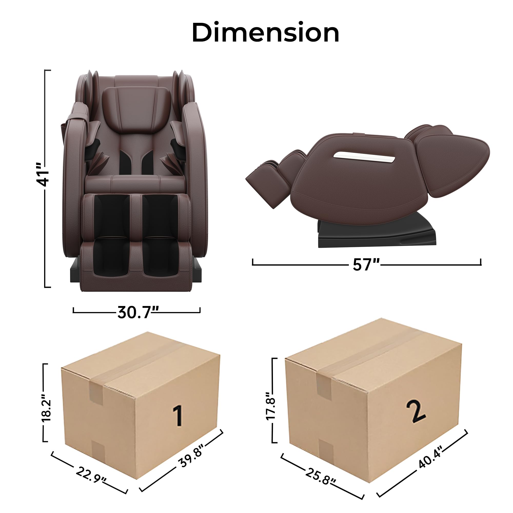 2025 Full Body Massage Chair with Zero Gravity Recline - Heated Shiatsu Massager with Auto Programs, Bluetooth Speaker & Foot Rollers - Perfect for Home, Office or Spa Relaxation (Brown)