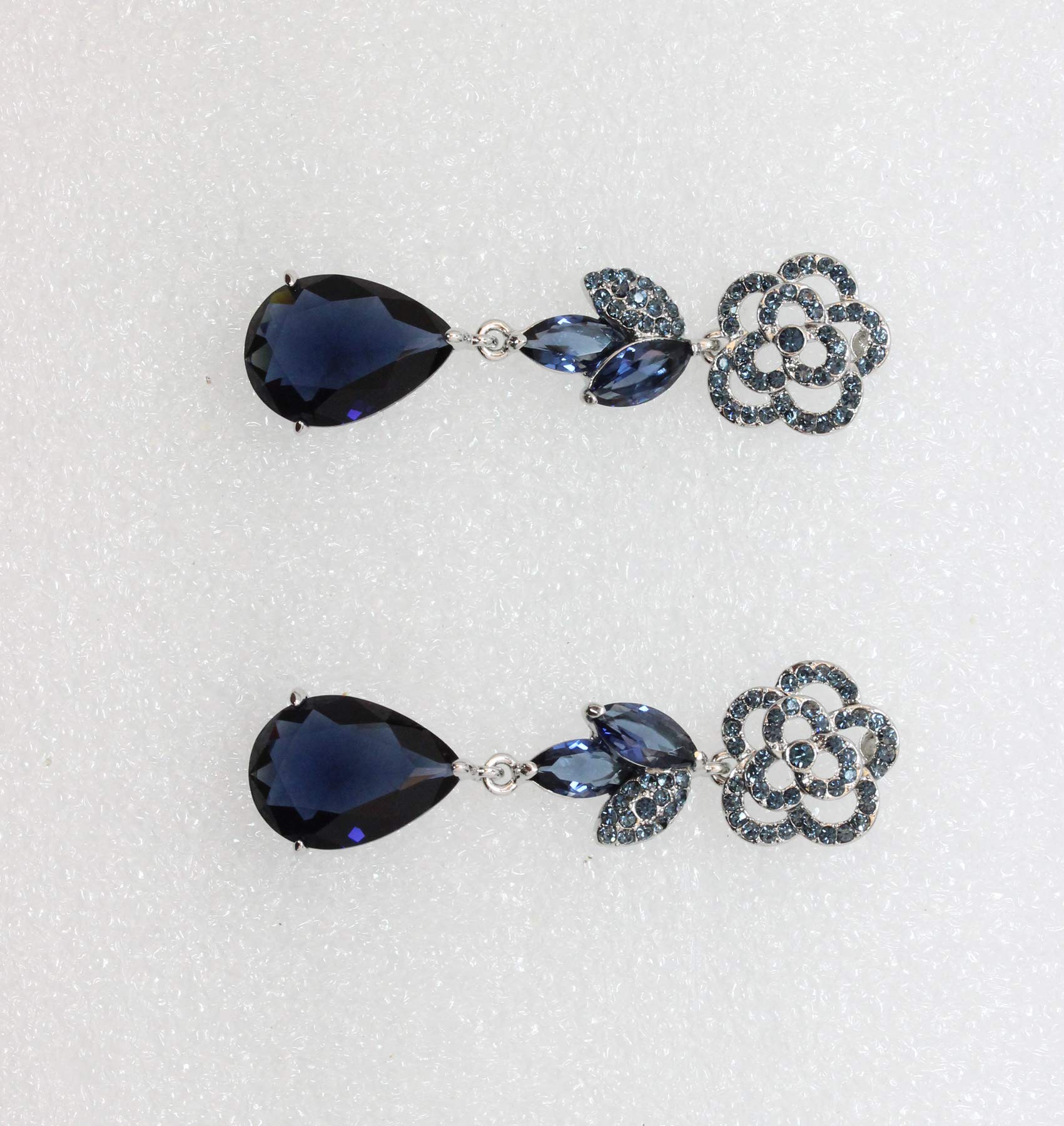 Elegant CZ Crystal Rose Floral Dangle Earrings for Women - Perfect for Weddings, Parties & Special Occasions