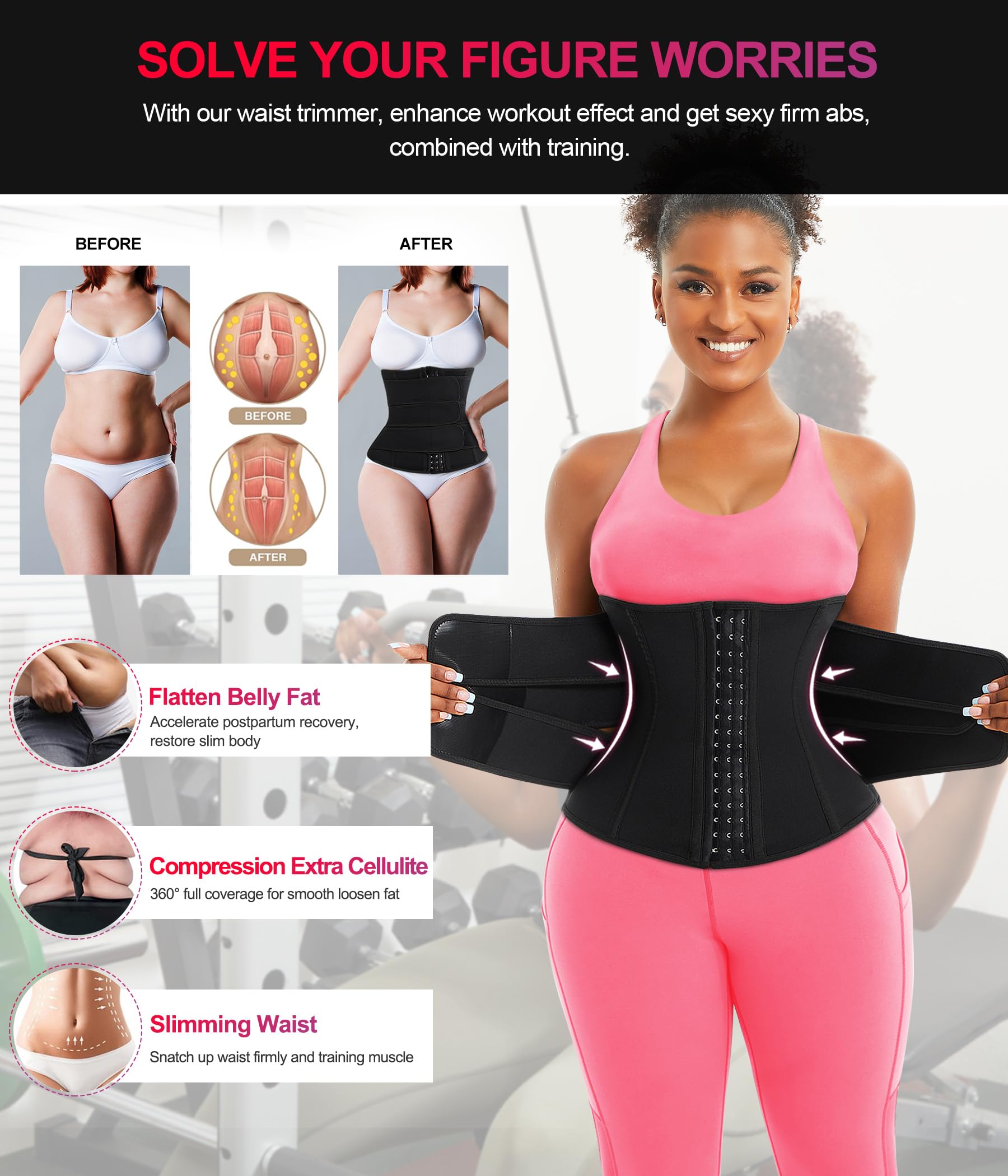 TrainingGirl Women's Waist Trainer Corset - Tummy Control Slimming Belt for Workout & Weight Loss | Postpartum Body Shaper, Sweat Waist Cincher for Gym, Yoga & Everyday Wear