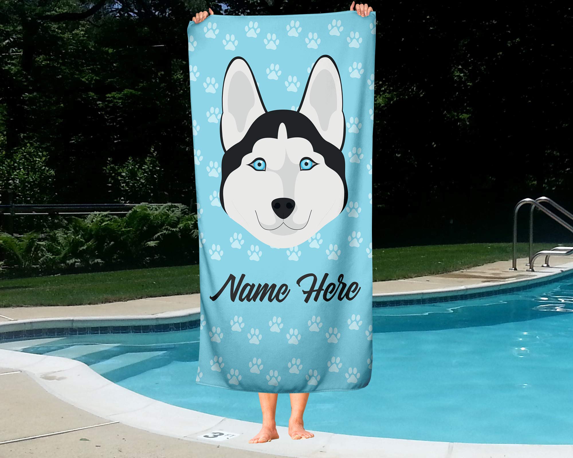 Custom Personalized Siberian Husky Beach Towels & Bath Towels - Large & Medium Sizes for Adults & Kids - Soft Absorbent Travel, Pool, Gym, Spa & Home Use