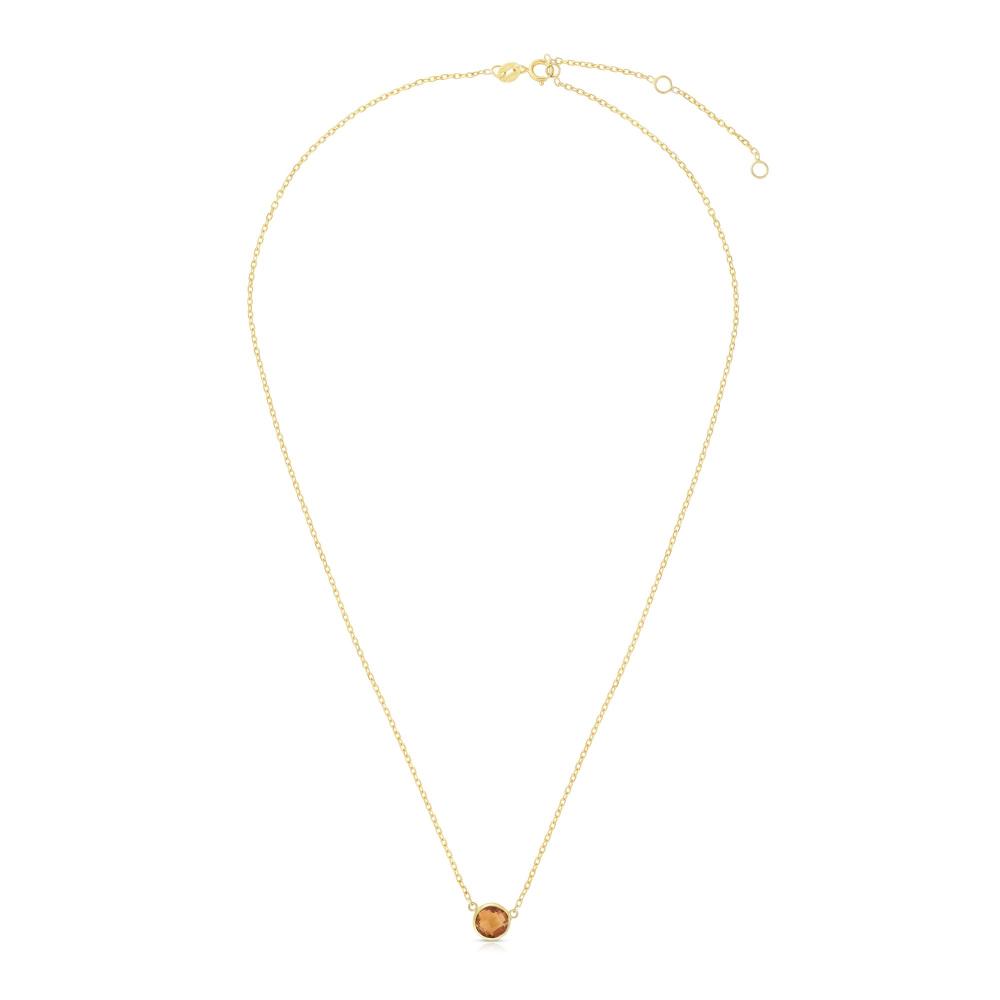14K Gold & Citrine Solitaire Necklace for Women - Dainty Yellow Gemstone Pendant Jewelry - Perfect for Valentine's Day, Anniversary & Birthday Gifts