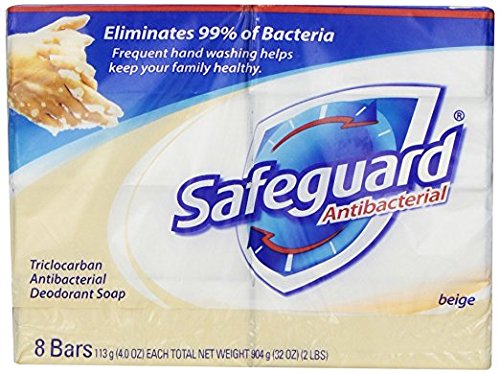Safeguard Antibacterial Beige Bar Soap - 8 Pack (4 oz Each) | Gentle Skin Cleansing for Daily Hygiene & Germ Protection - Perfect for Home, Gym & Travel Use