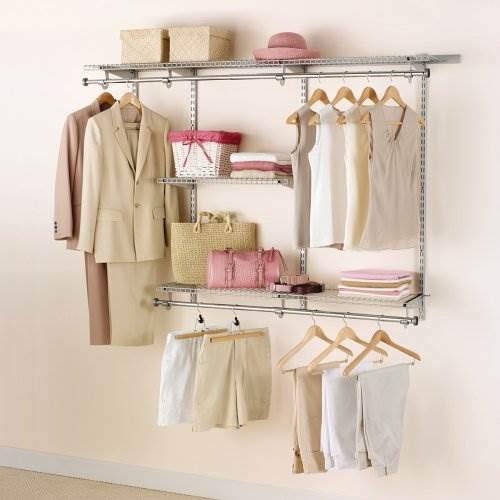 Rubbermaid Configurations 3-6 Feet Expandable Closet Organizer Kit - DIY Custom Hanging & Shelf Storage System, Titanium (2 Pack) - Perfect for Bedroom, Walk-in Closet & Home Organization