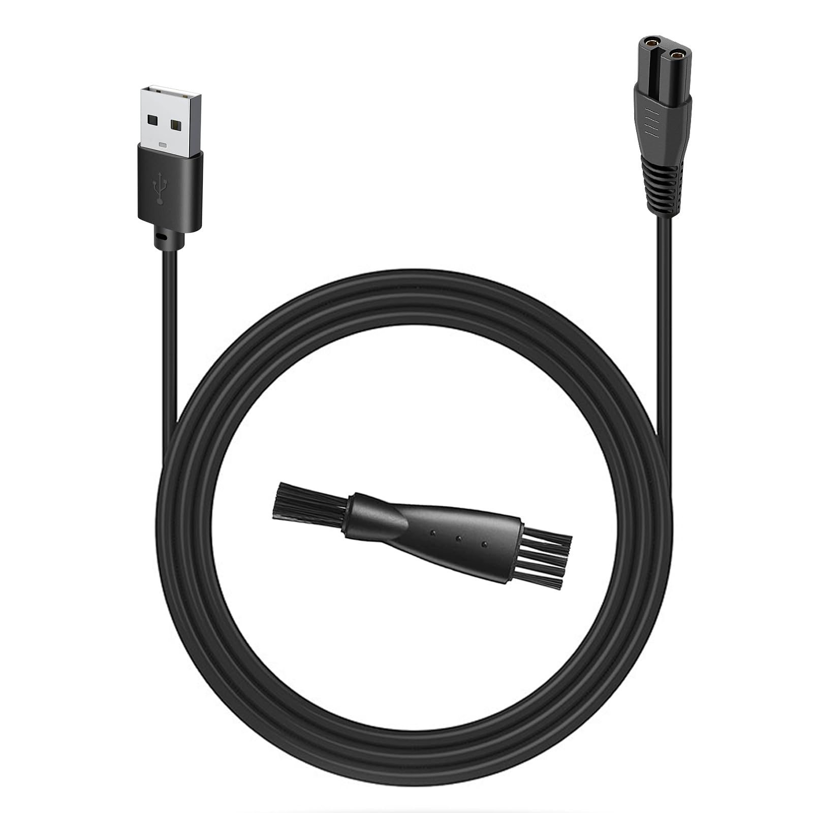 Brightup Beard Trimmer Charger - USB Cable & Brush for FK-8688T - Home & Travel Use