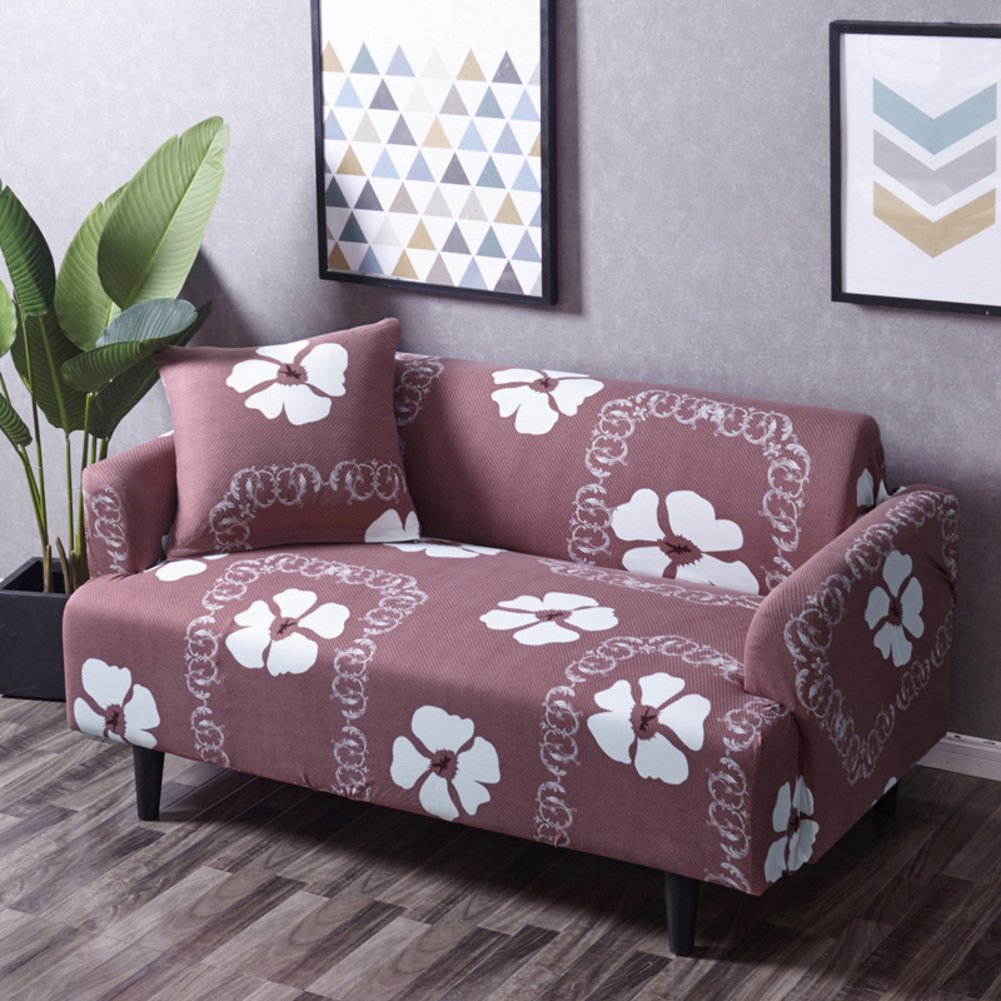 Lovehouse Stretch Sofa Slipcover - Floral Print Anti-Slip Furniture Protector for 1-4 Seater Couches | Washable, Stain Resistant Couch Cover | Perfect for Living Room, Family Room & Home Decor (Fits 4-Seater Sofa)