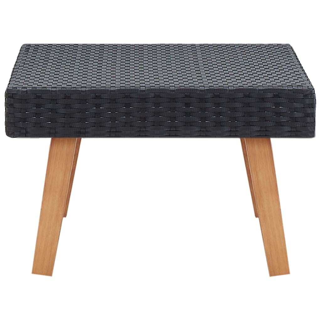 Outdoor Patio Coffee Table - Black Poly Rattan Furniture for Garden, Deck, Poolside & Backyard Relaxation