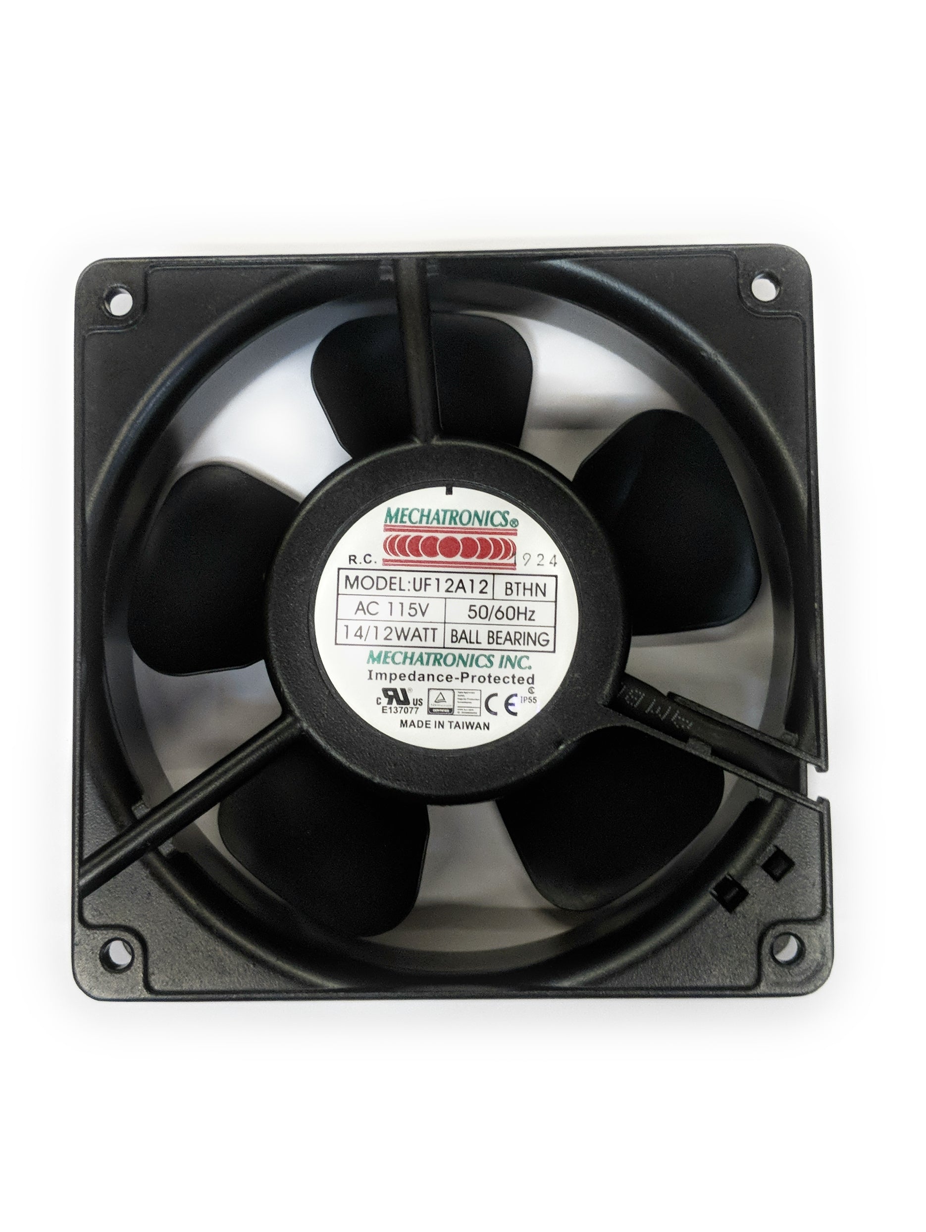 High Speed 120mm AC Cooling Fan - 120x120x38mm, 115V, IP55 Rated, Mechatronics UF12A12 BTHNR - Perfect for Server Racks, Industrial Equipment & PC Cooling