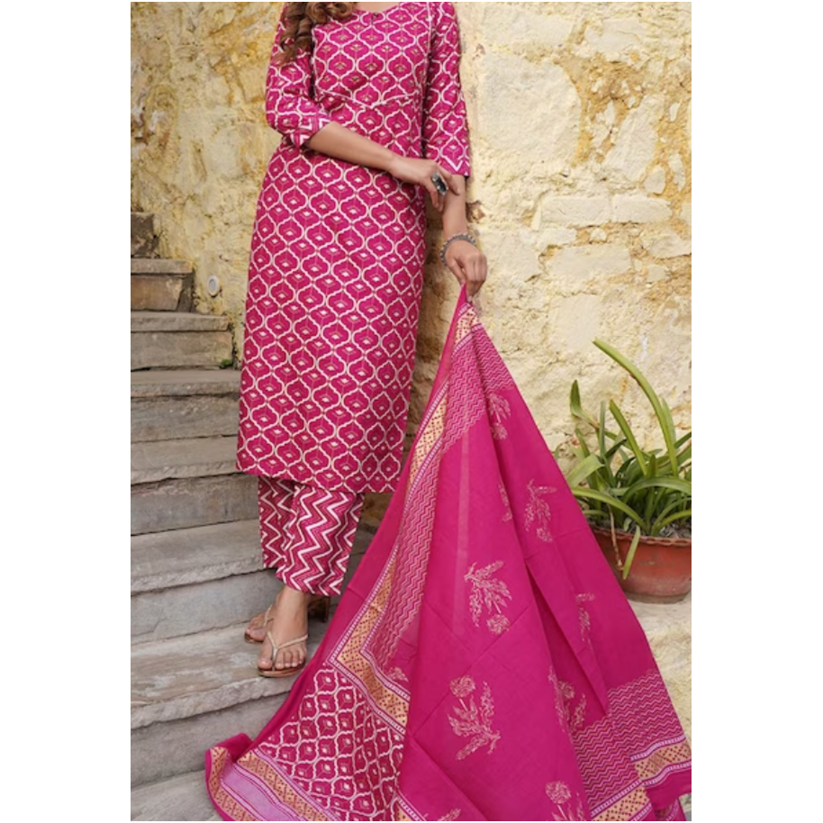Elegant Pink and Gold Embroidered Kurta Set for Women | Festive Ethnic Wear | Perfect for Diwali, Weddings & Special Occasions